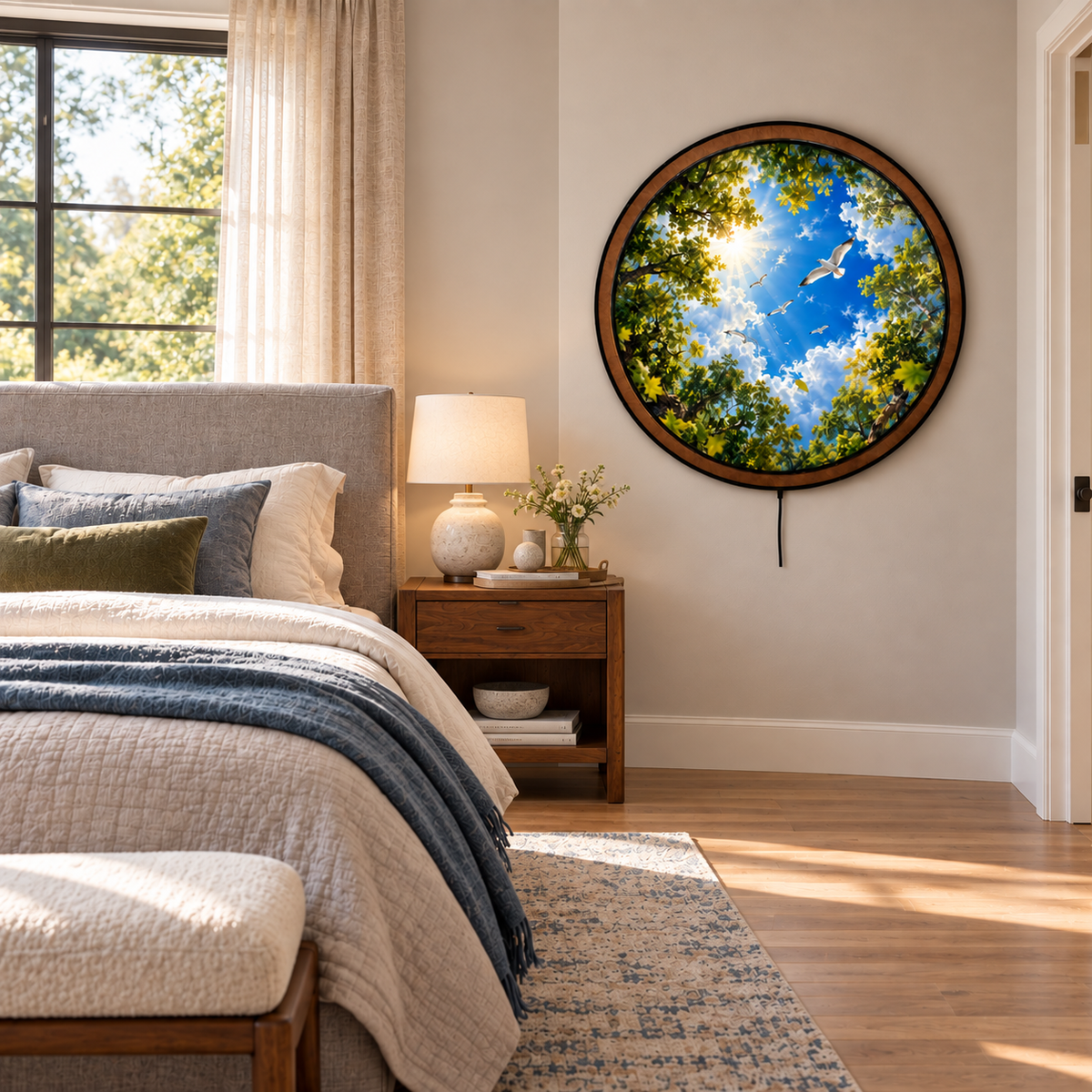 Handcrafted Open Sky & Flying Birds LED Wall Art