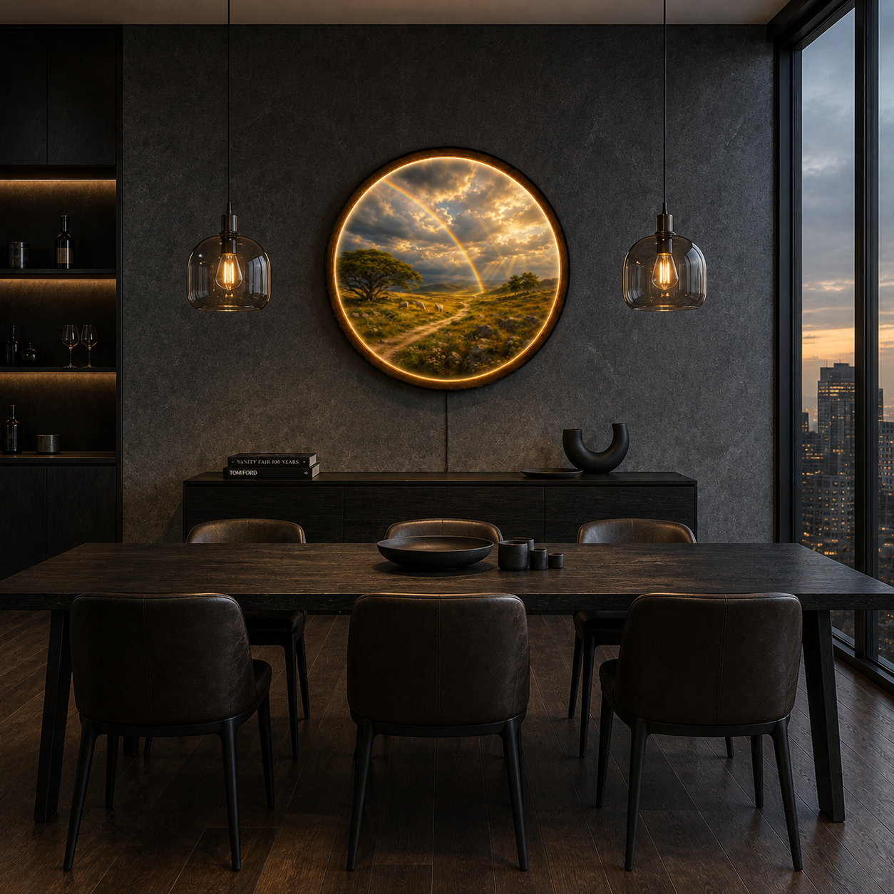 Golden Meadow LED Wall Art – Illuminated Countryside Landscape Decor