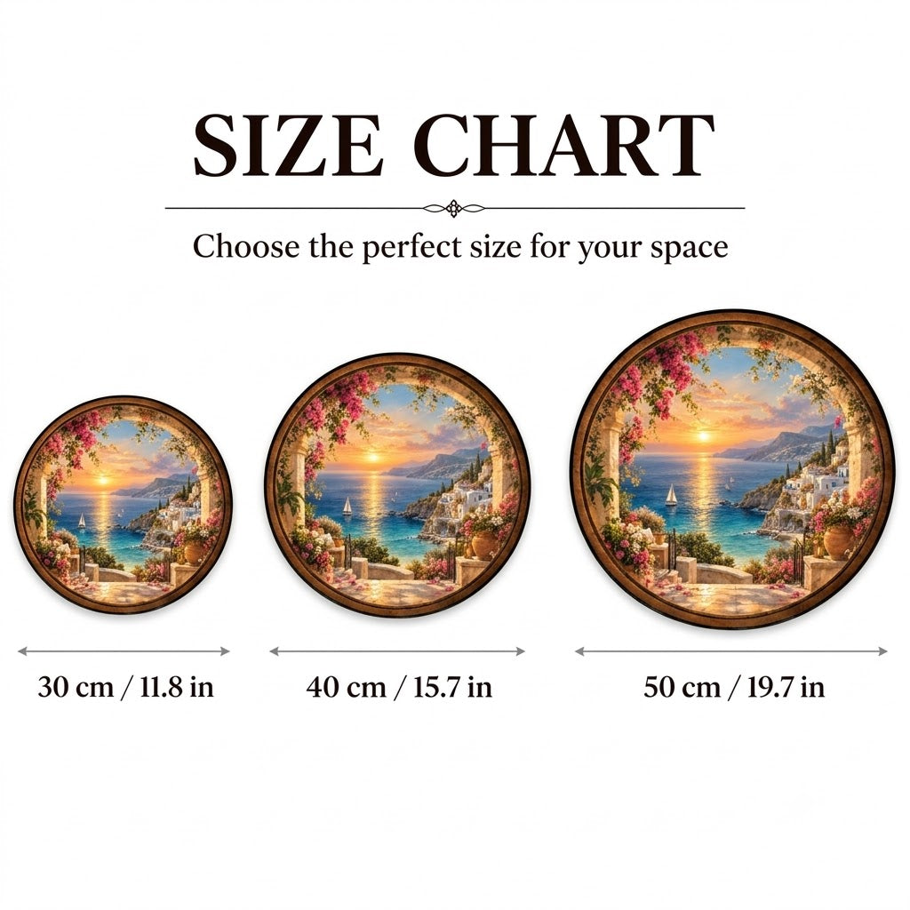 Handcrafted Mediterranean Sunset LED Wall Art – Coastal Village & Bougainvillea Ocean View Decor