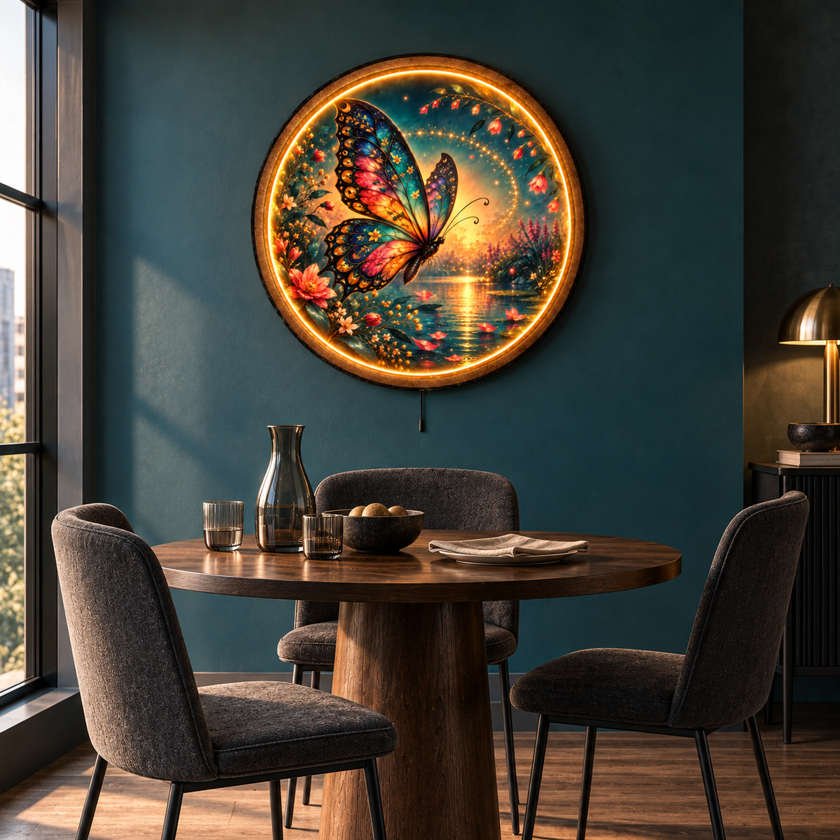 Enchanted Butterfly Lagoon LED Wall Art – Floral Fantasy Decor
