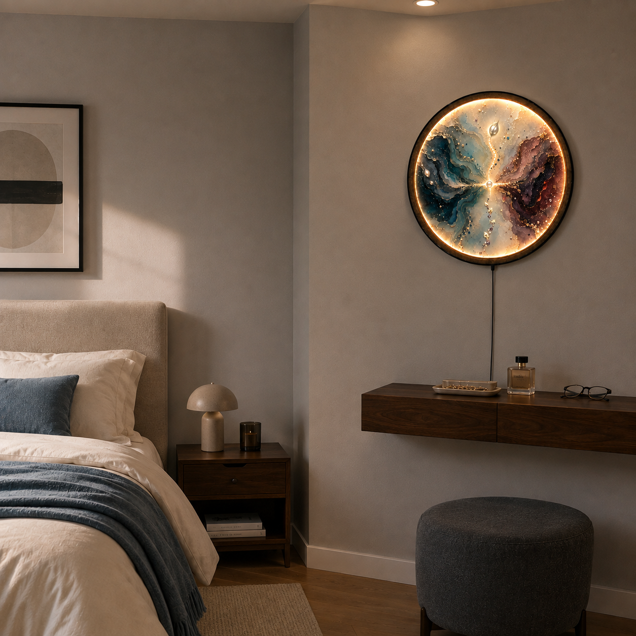Pearl Convergence LED Wall Art – Modern Fluid Art Decor