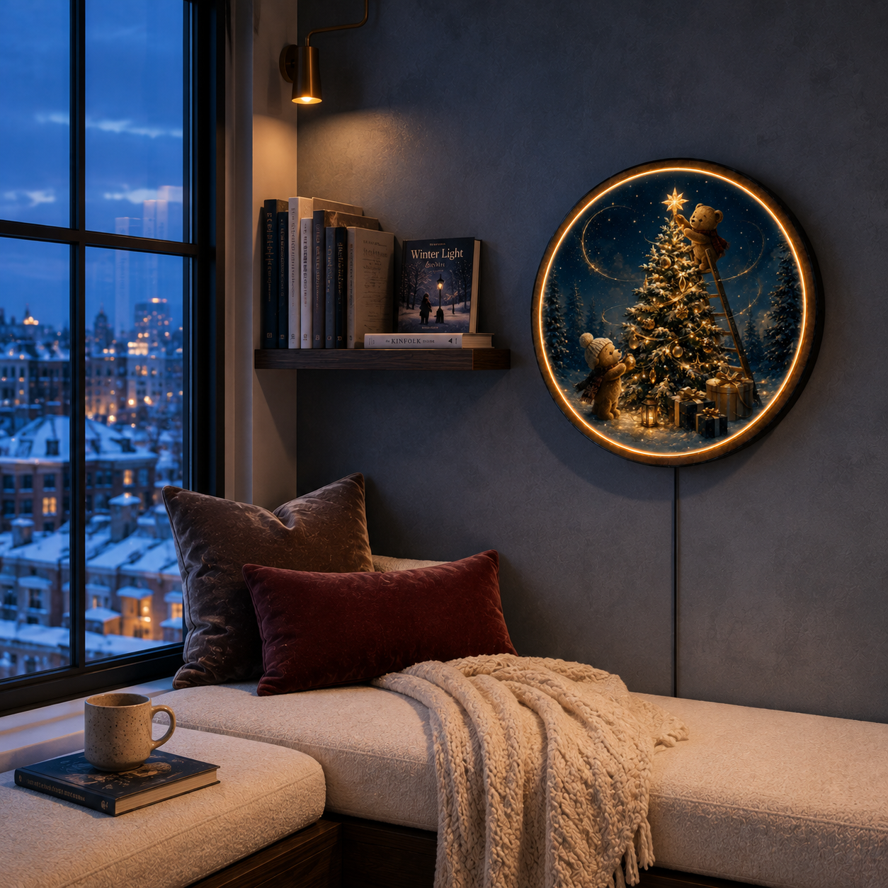Starlit Christmas Wishes LED Wall Art – Holiday Bears