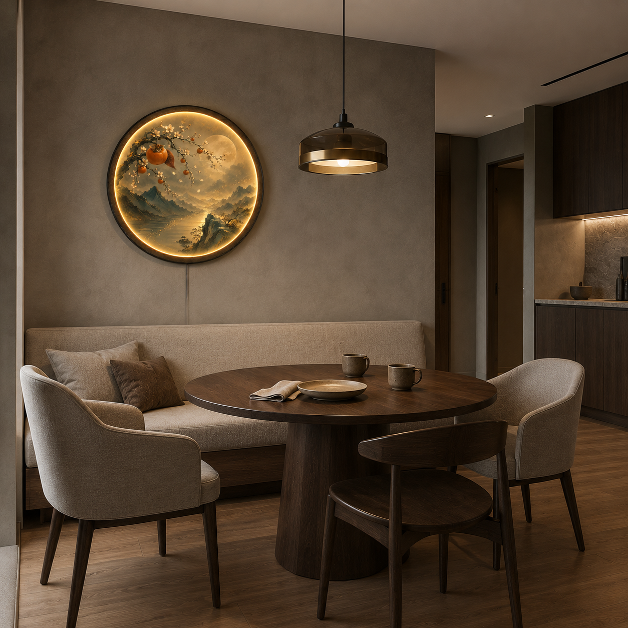Persimmon Moon Valley LED Wall Art – Asian Nature Decor