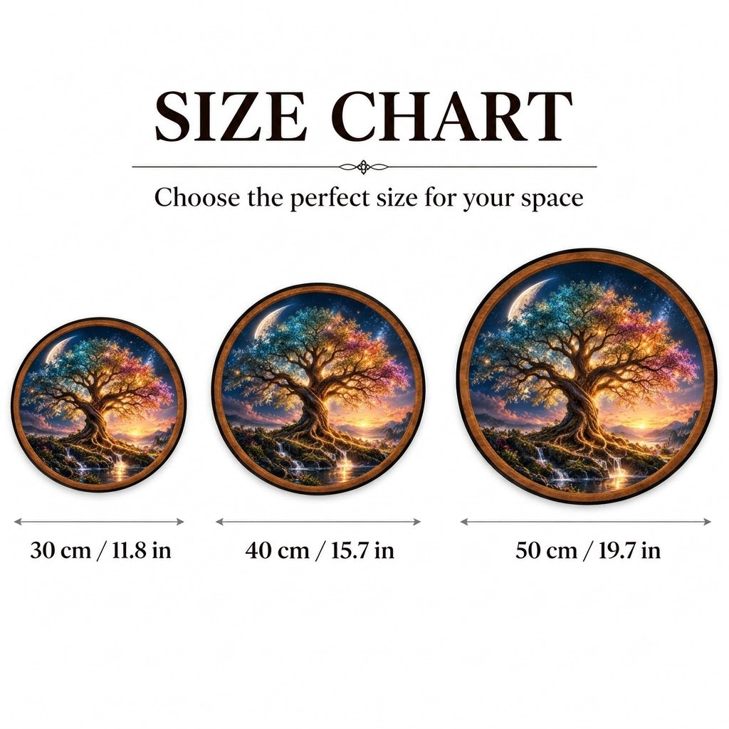 The Eternal Tree – Handcrafted Round LED Wall Art