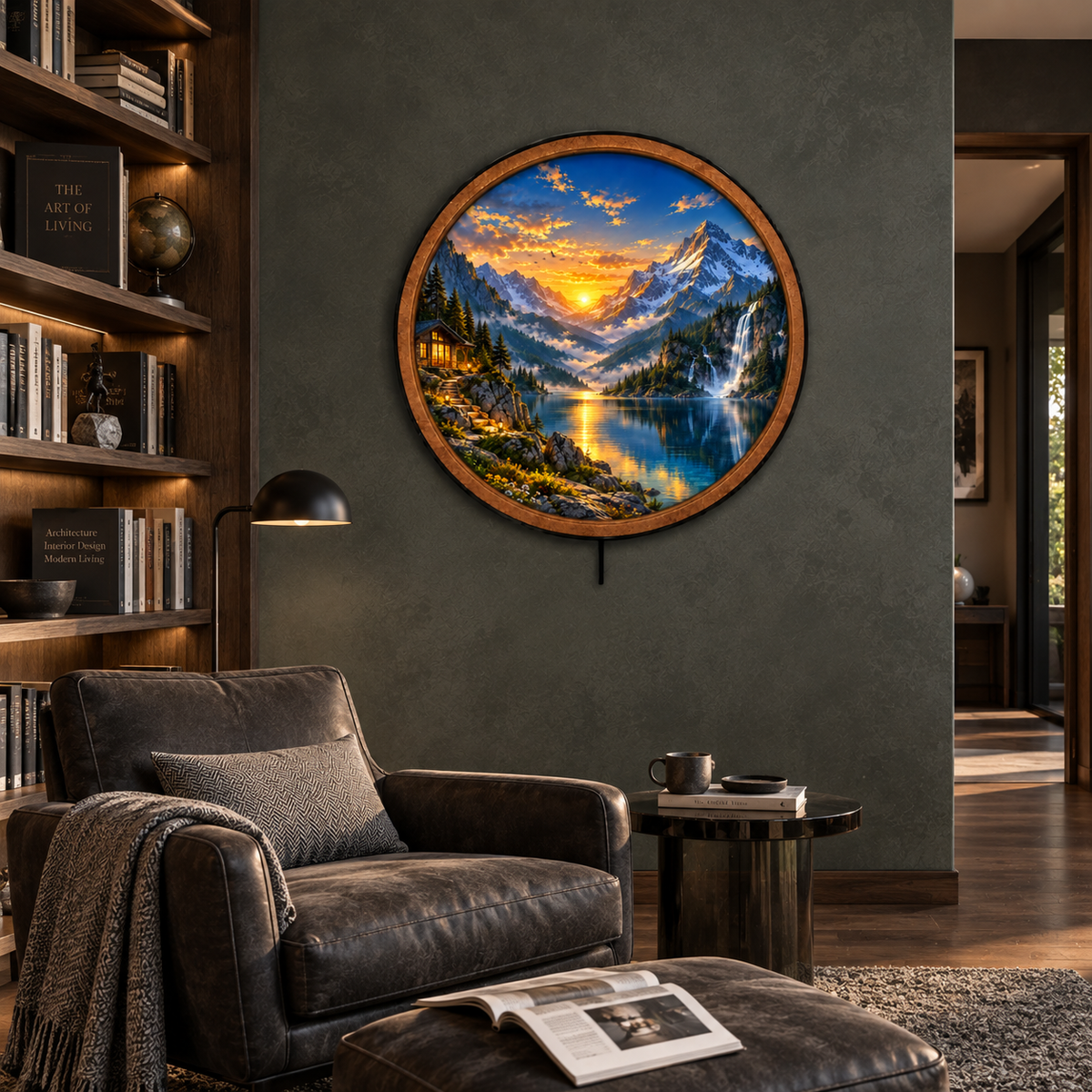 Alpine Golden Passage LED Wall Art – Mountain Lake Retreat