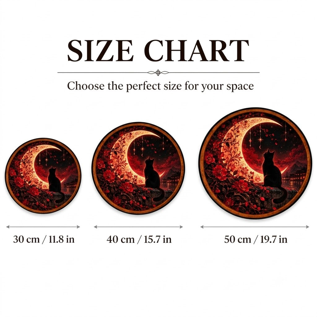 Crimson Moon Whispers – Handcrafted LED Wall Art | Black Cat & Red Crescent Moon