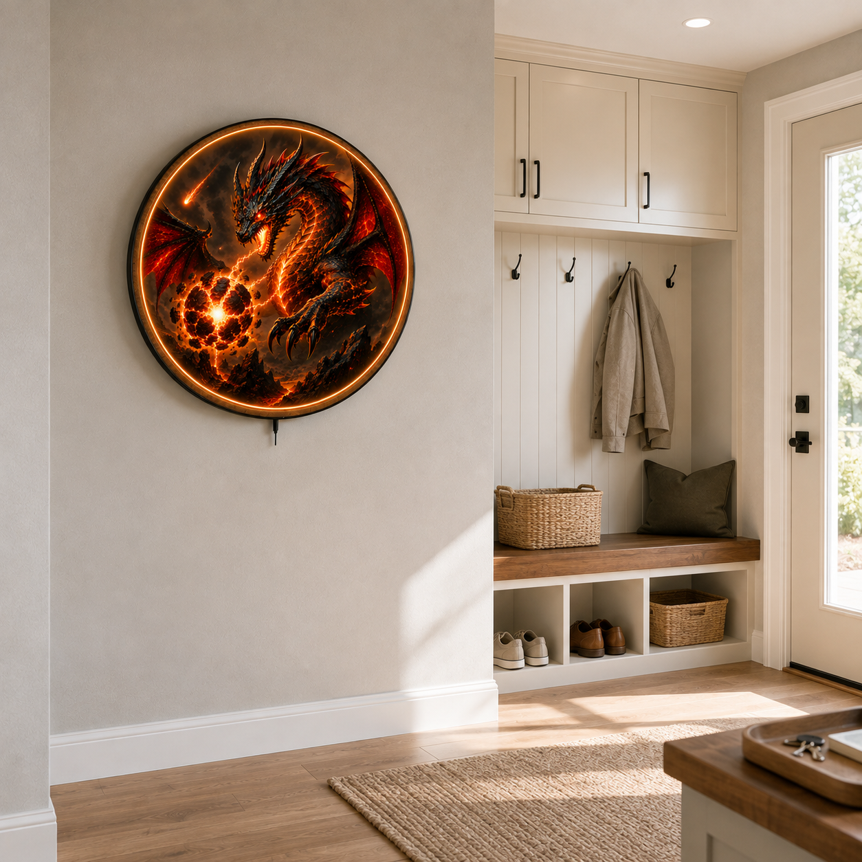 Inferno Dragon LED Wall Art – Volcanic Fire Fantasy Decor
