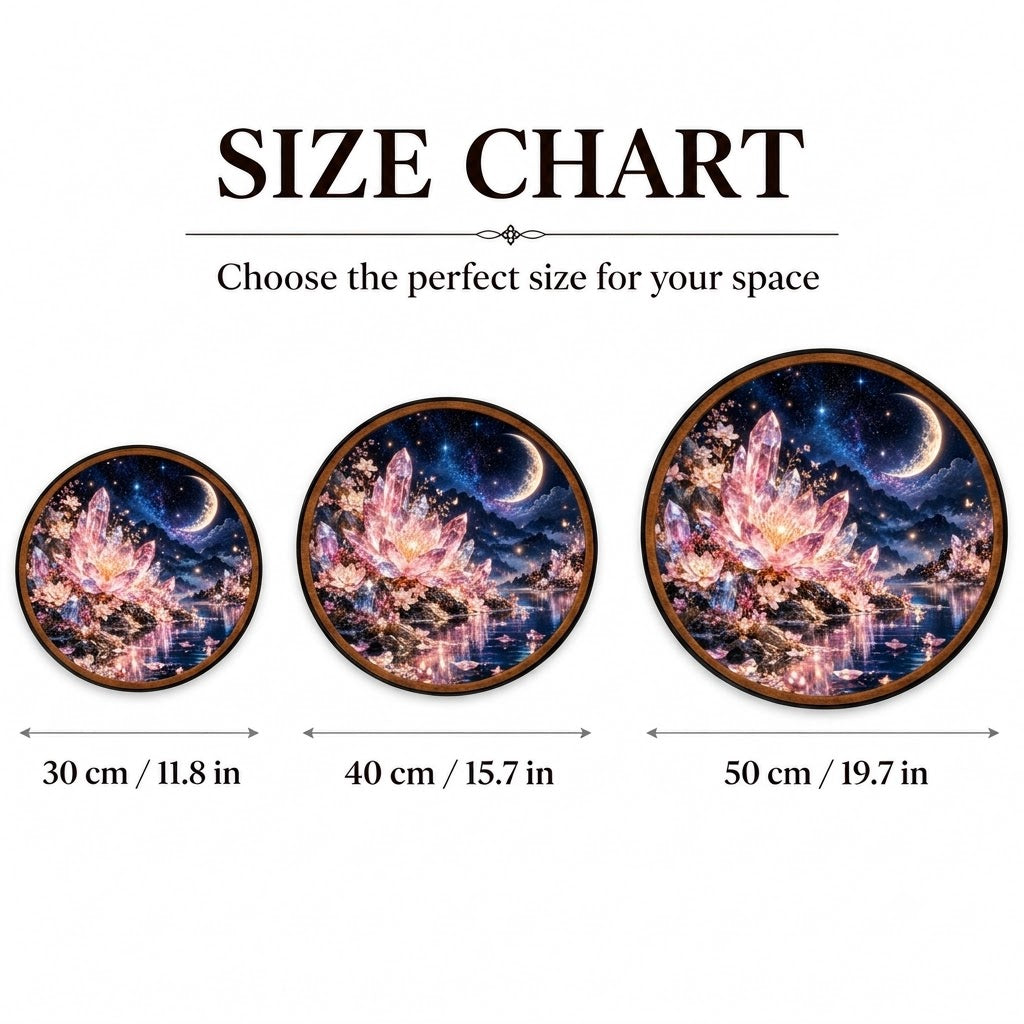 Moonlit Crystal Blossom – Handcrafted Round LED Wall Art