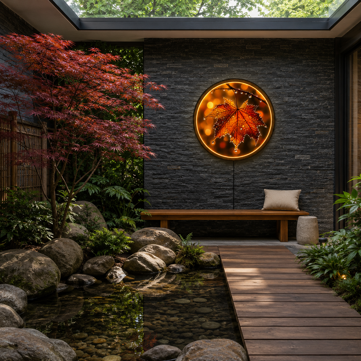 Autumn Maple Leaf LED Wall Art – Warm Nature Acrylic Wall Decor