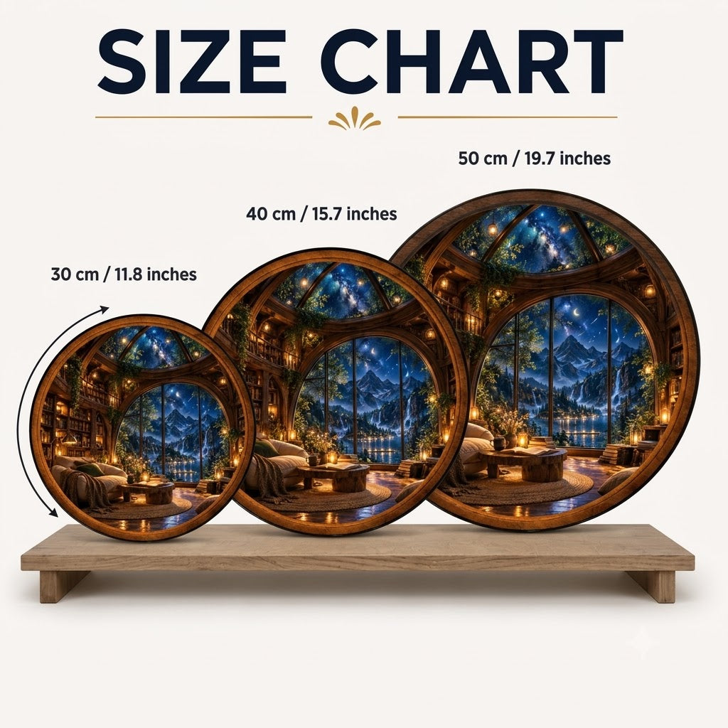 Handcrafted Enchanted Library Mountain Retreat LED Wall Art