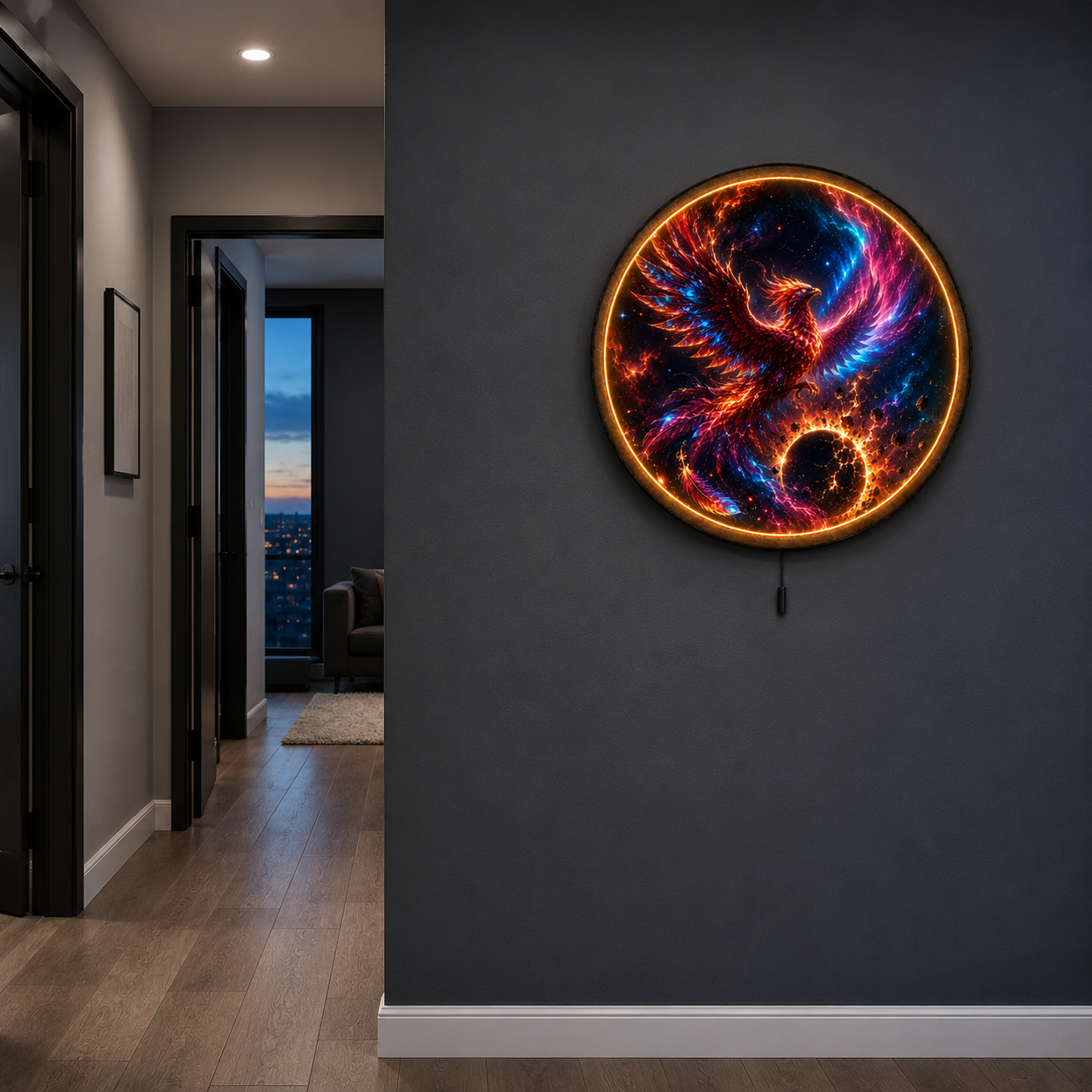 Novaheart Phoenix LED Wall Art – Celestial Firebird Decor