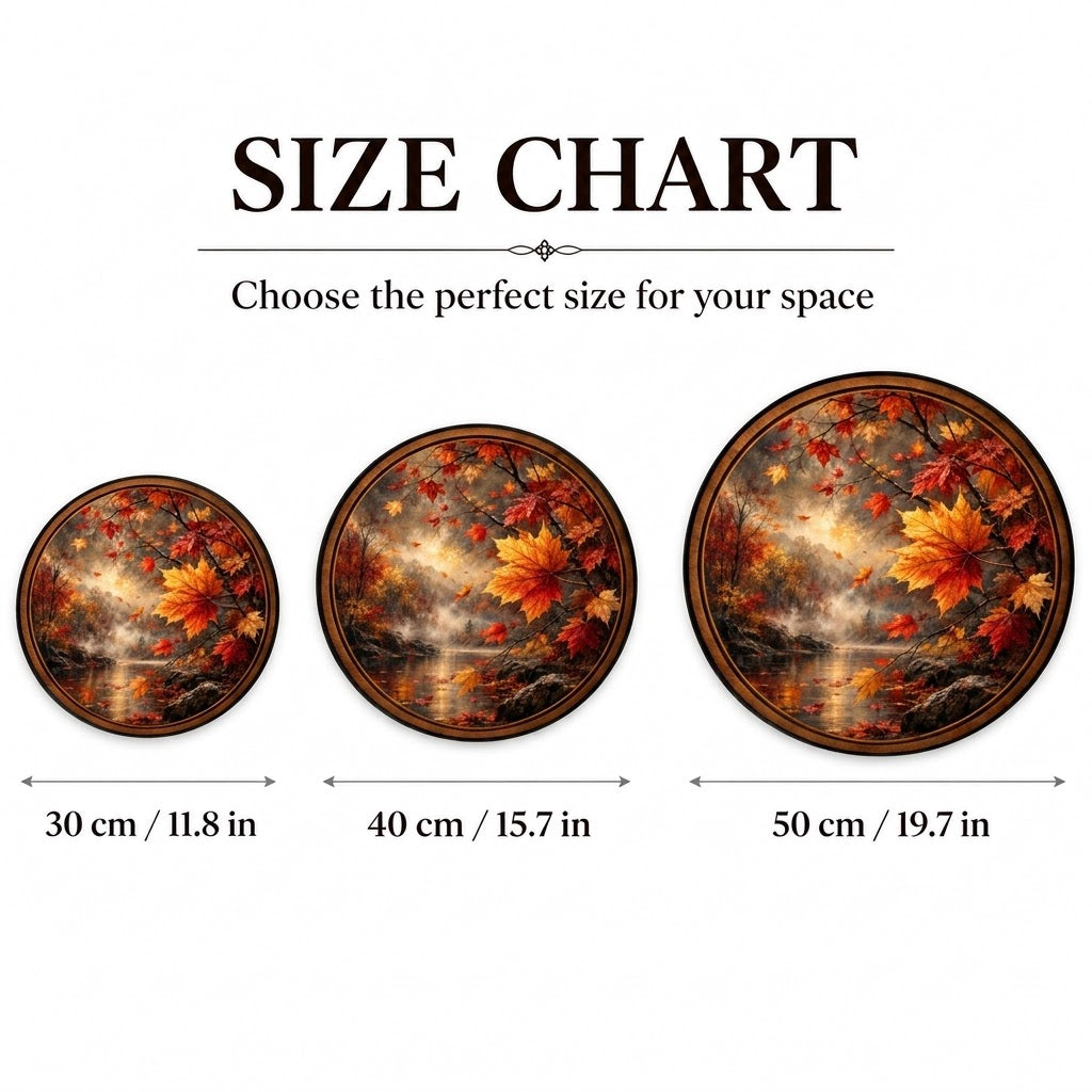Handcrafted Autumn Maple Leaves LED Wall Art – Fall Forest River Landscape, Rustic Nature