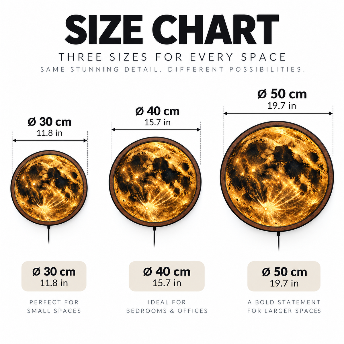 Golden Moon – Lunar Surface LED Wall Art