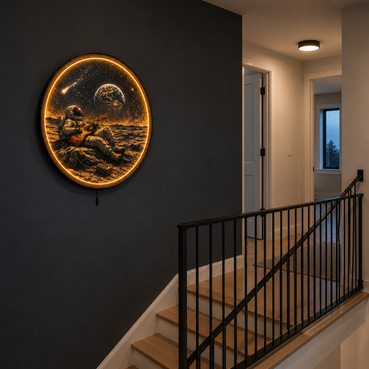 Lunar Solo LED Wall Art – Astronaut Guitar Space Decor