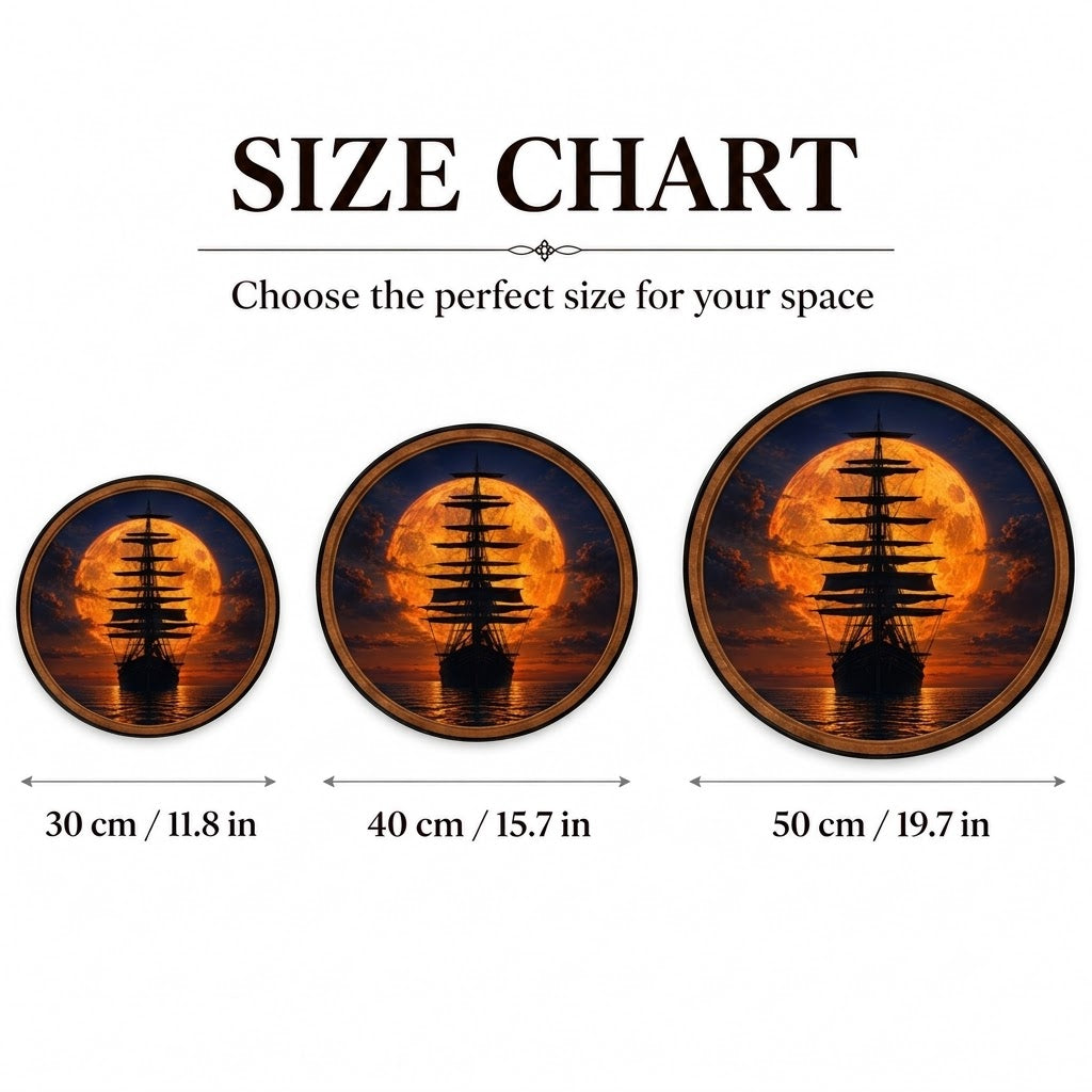 Crimson Moon Voyage – Handcrafted Round LED Wall Art