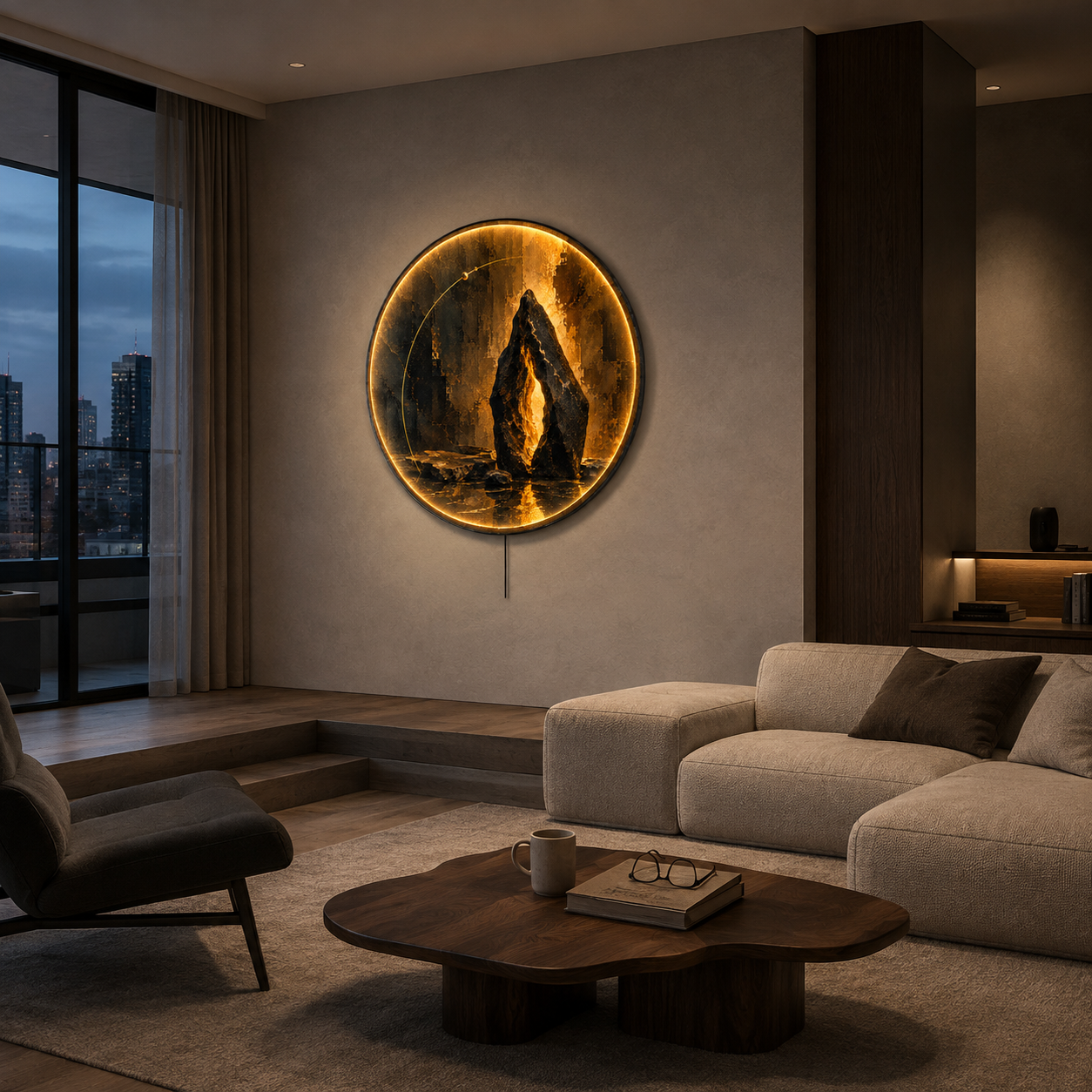 Luminous Stone Portal LED Wall Art – Modern Mineral Decor