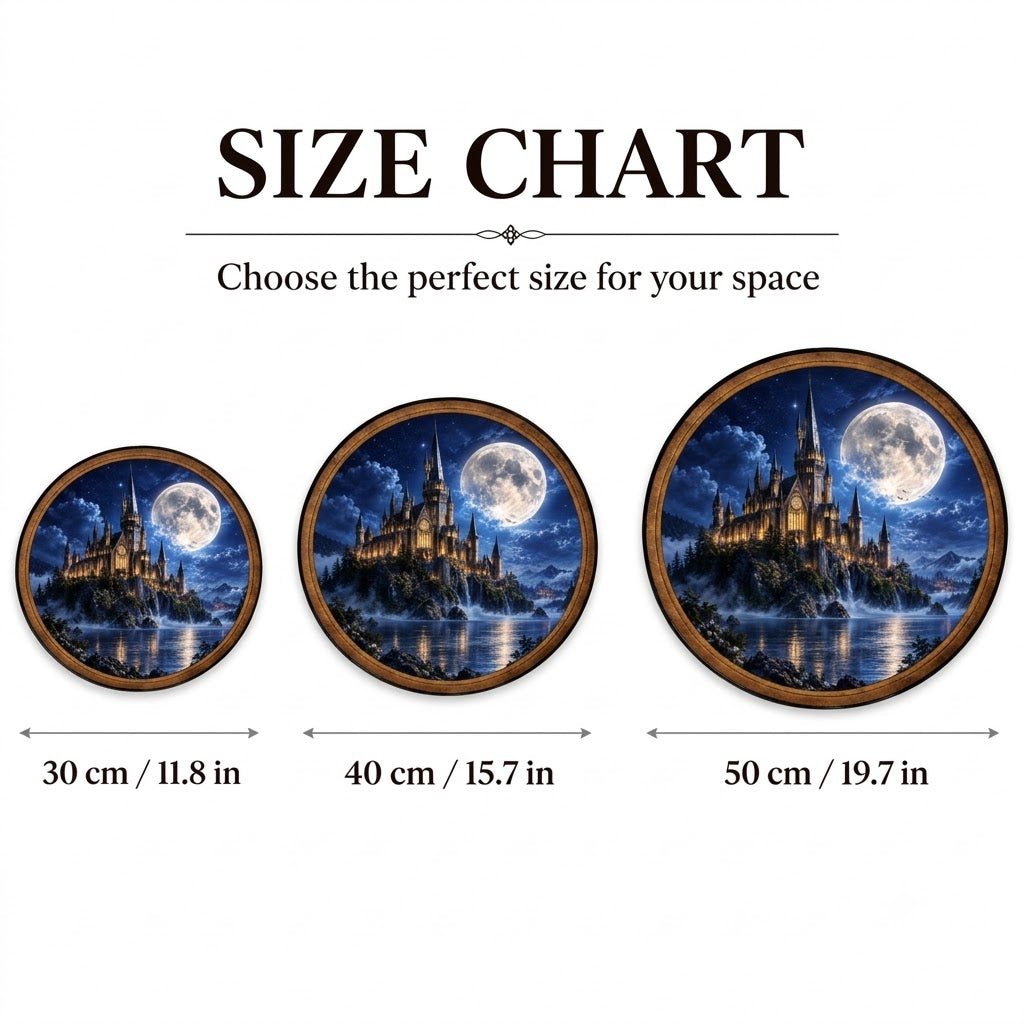 Handcrafted Moonlit Castle LED Wall Art – Gothic Fantasy Castle & Full Moon Lighted