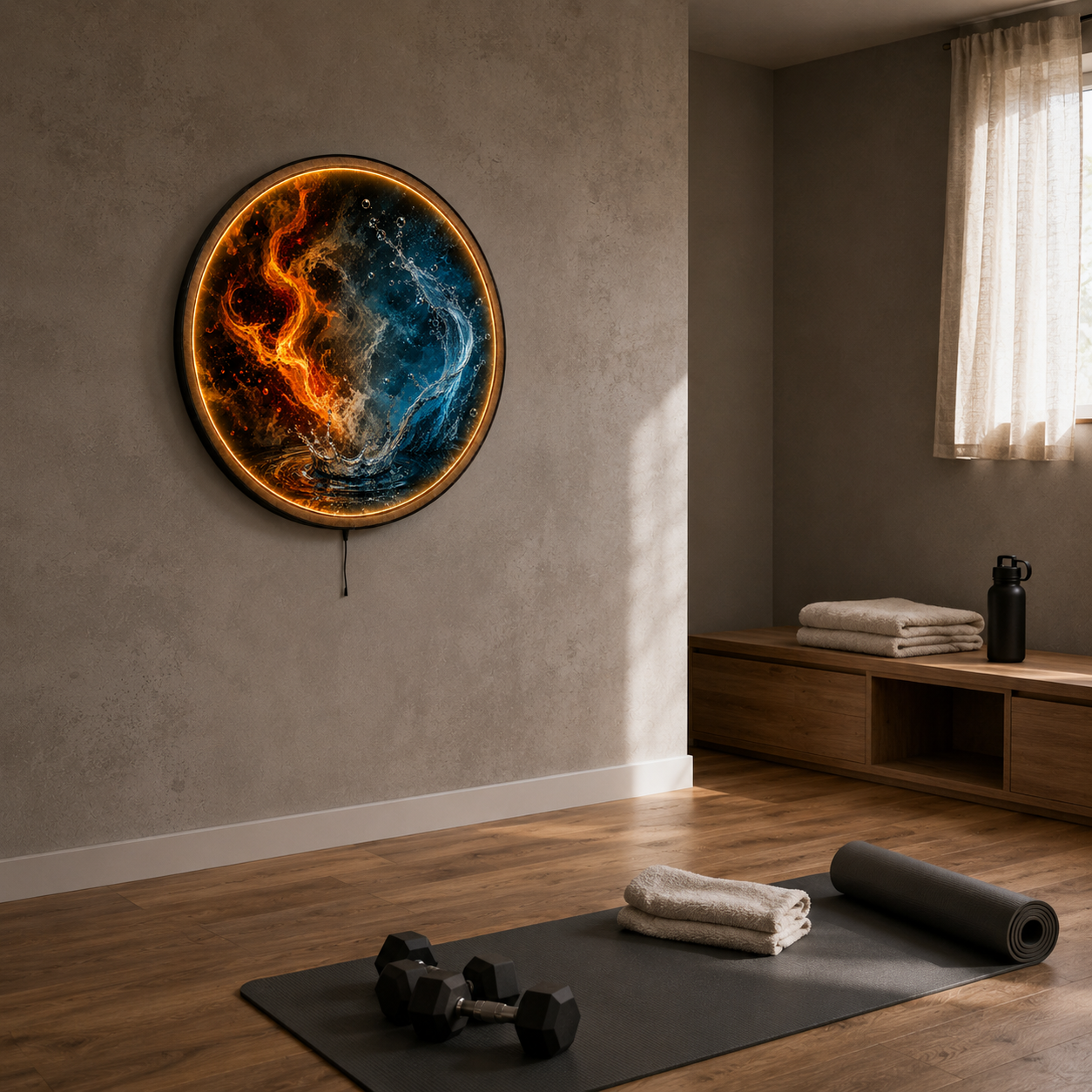 Fire & Water LED Wall Art – Elemental Balance Decor