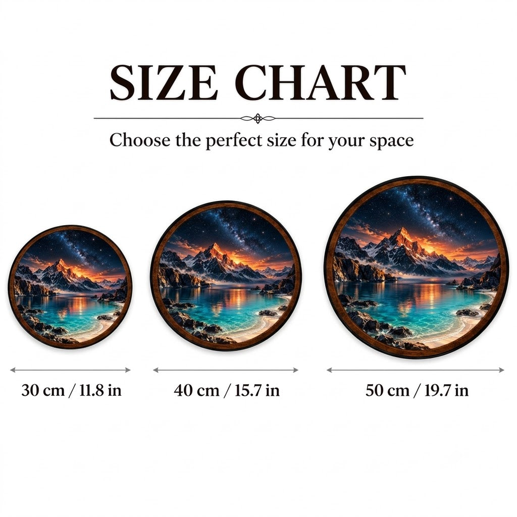 Starry Mountain & Turquoise Lake Landscape – Handcrafted LED Wall Art