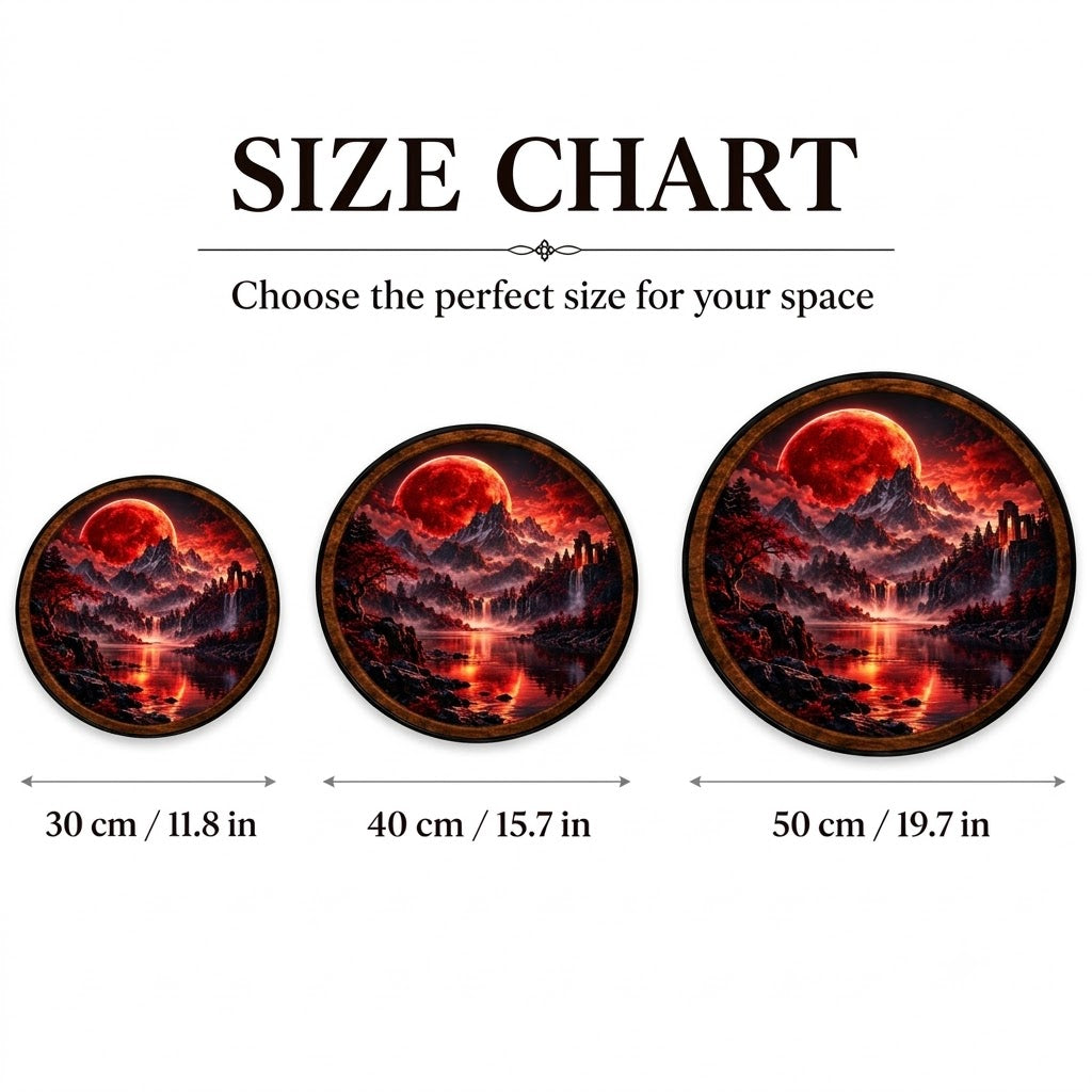 Handcrafted LED Wall Art | Red Moon Landscape Decor