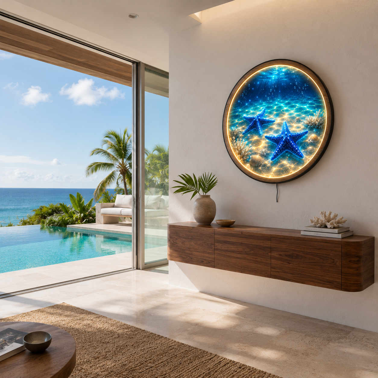 Ocean Starfish LED Wall Art – Coastal Acrylic Lighted Wall Decor