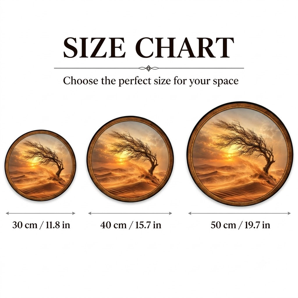 Handcrafted Desert Tree LED Wall Art – Golden Sunset & Windswept Tree, Rustic Nature Landscape