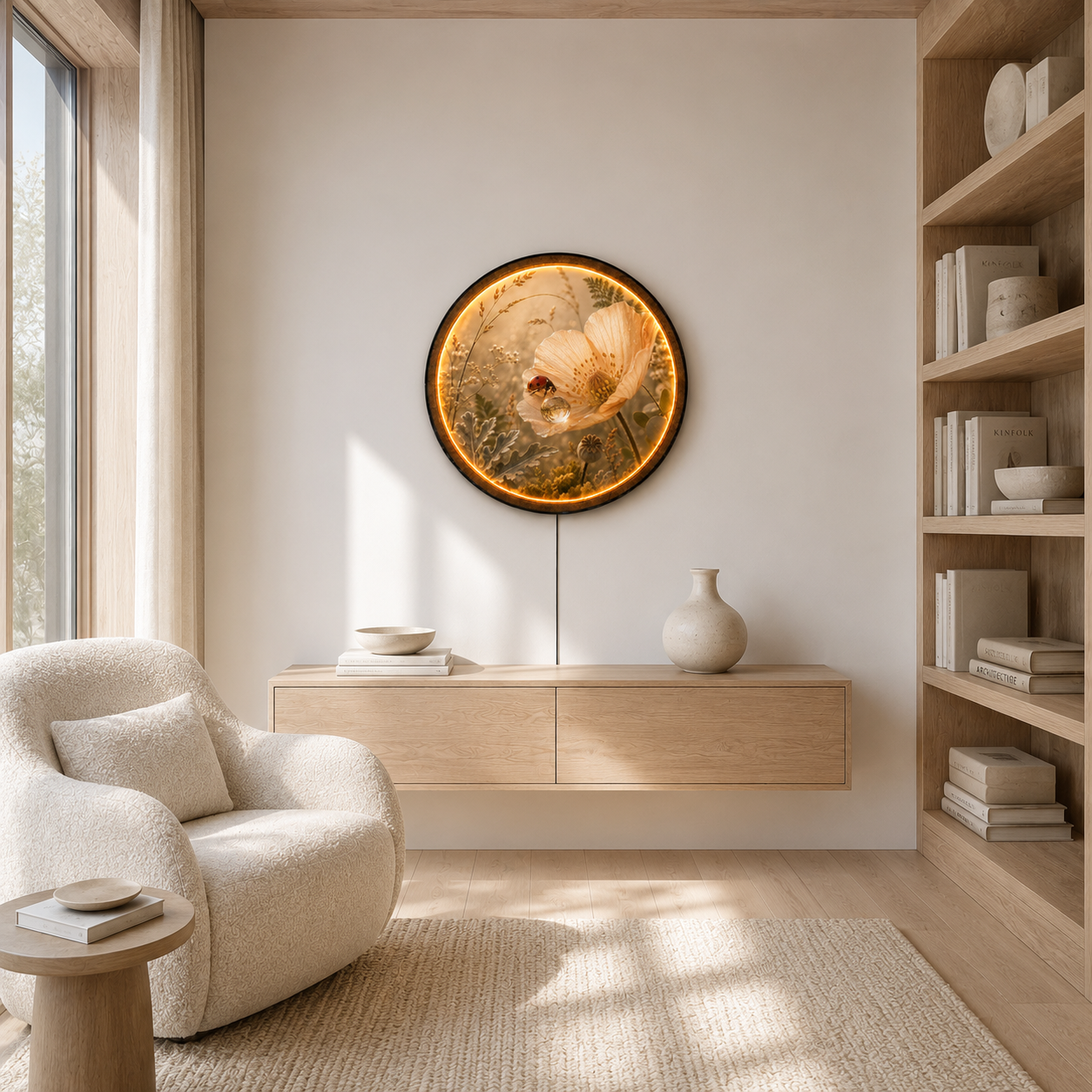 Golden Meadow Bloom LED Wall Art – Floral Acrylic Light Decor