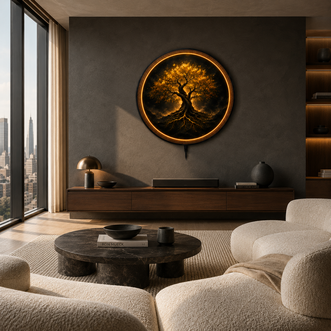 Golden Tree of Life LED Wall Art – Illuminated Sacred Tree Decor