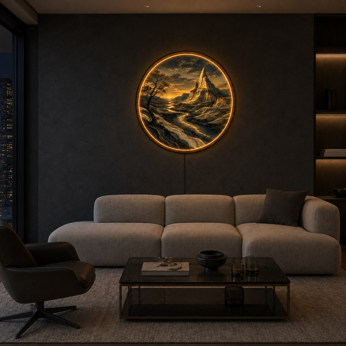 Golden Canyon River of Light LED Wall Art – Landscape Decor