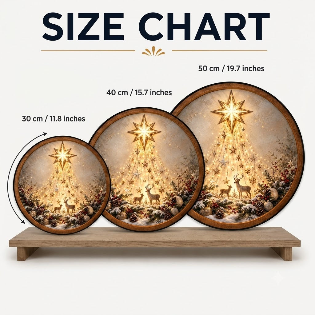 Handcrafted Golden Christmas Star & Deer LED Wall Art
