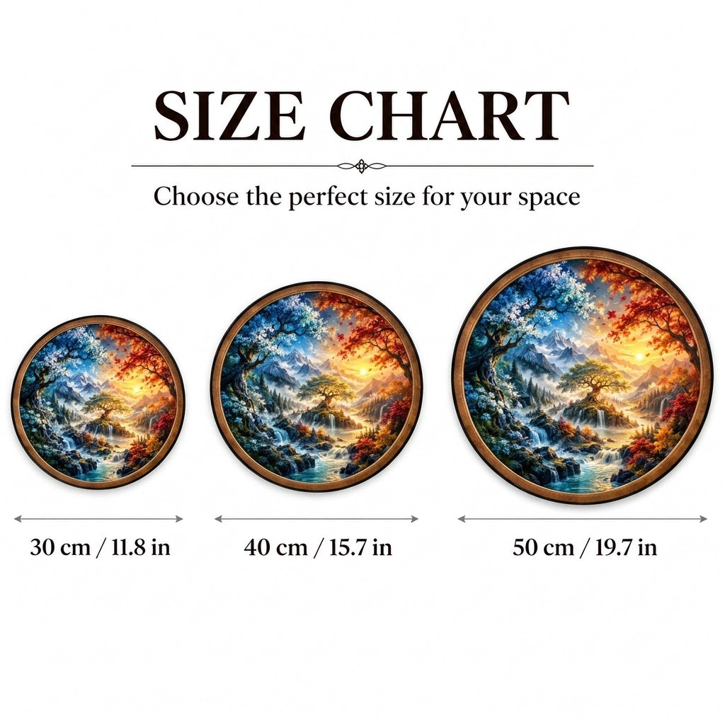 Handcrafted Four Seasons Tree LED Wall Art – Spring & Autumn Mountain Waterfall