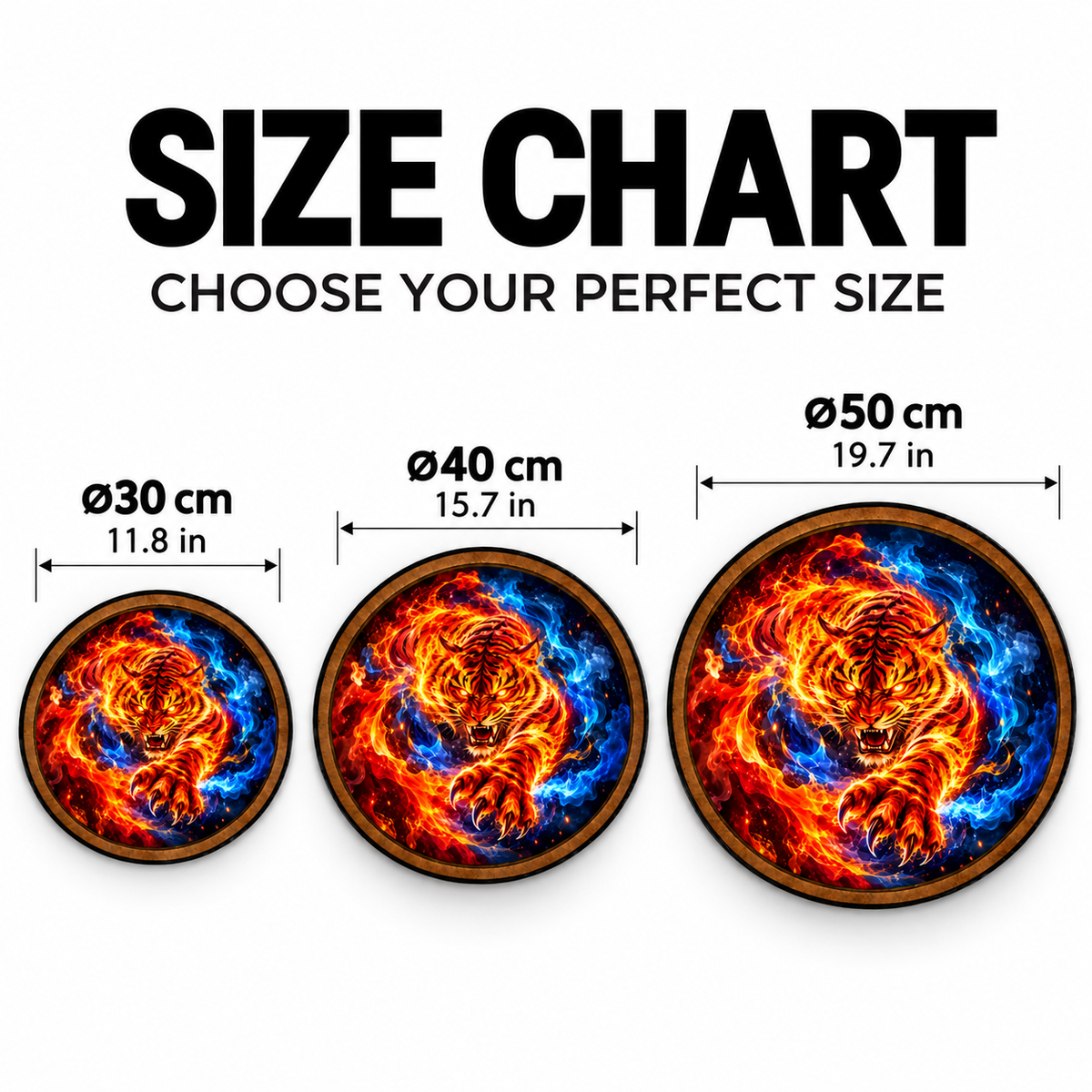 Blazing Tiger – Fire & Ice Fantasy Round LED Wall Art
