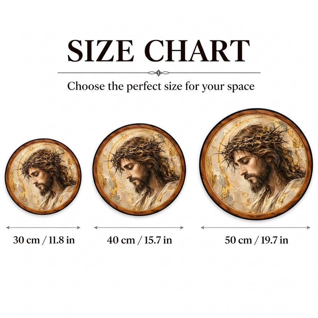 Handcrafted Jesus Christ LED Wall Art – Crown of Thorns Portrait, Gold Christian Religious