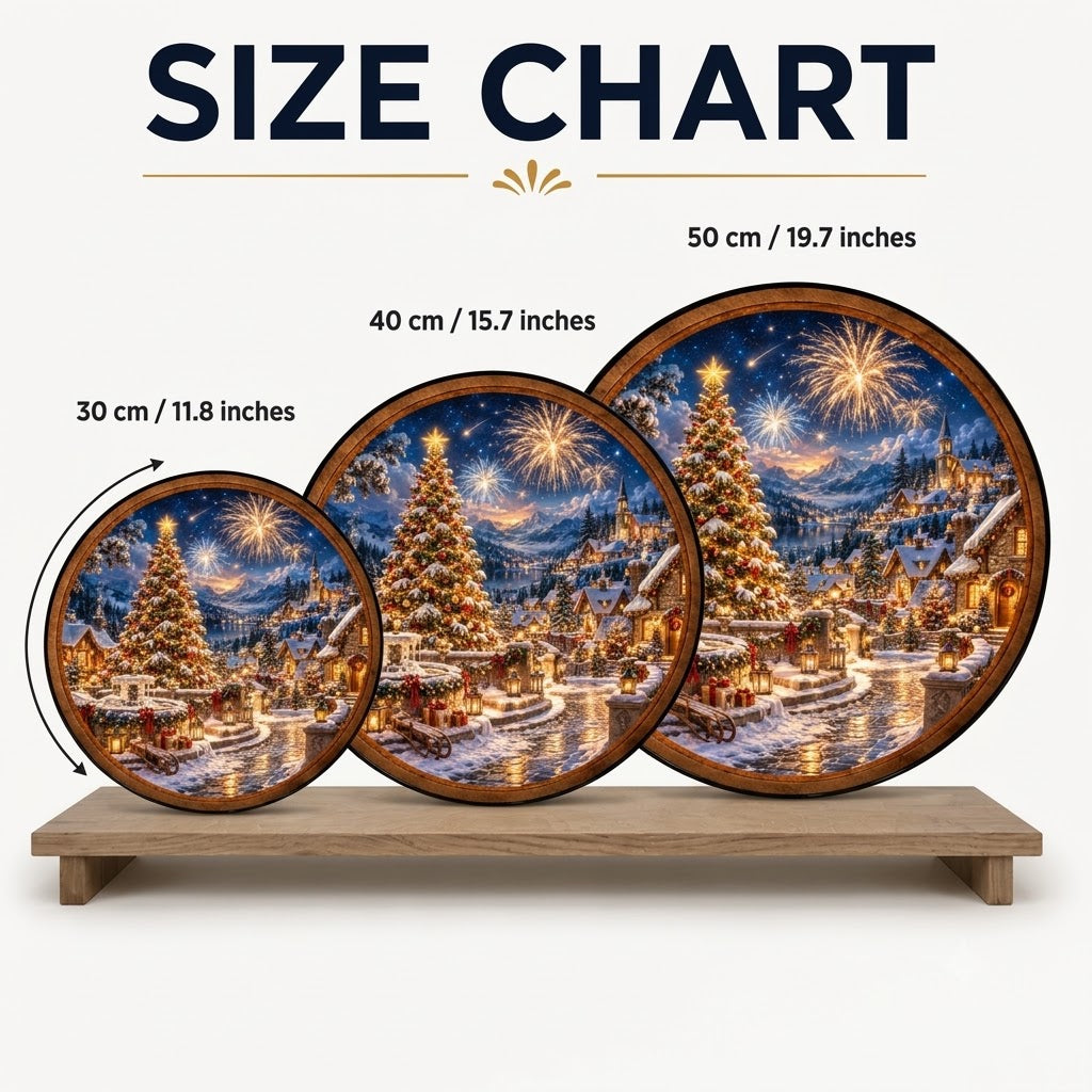 Handcrafted Christmas Village Fireworks LED Wall Art