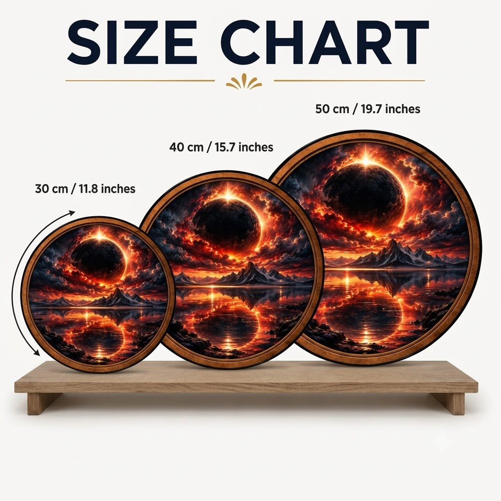Handcrafted Solar Eclipse Mountain Lake LED Wall Art