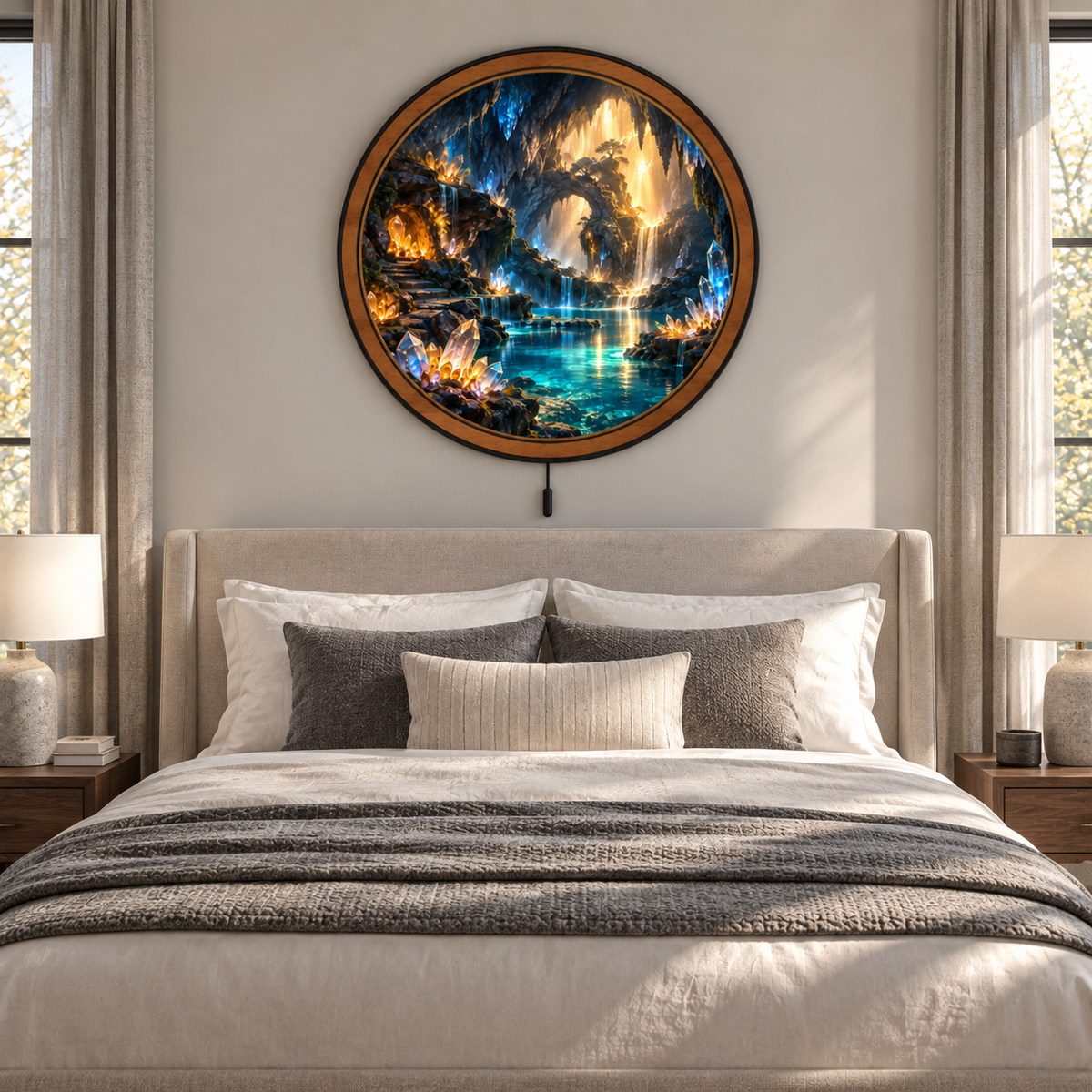 Crystal Sanctuary – Hidden Waterfall Cave LED Wall Art