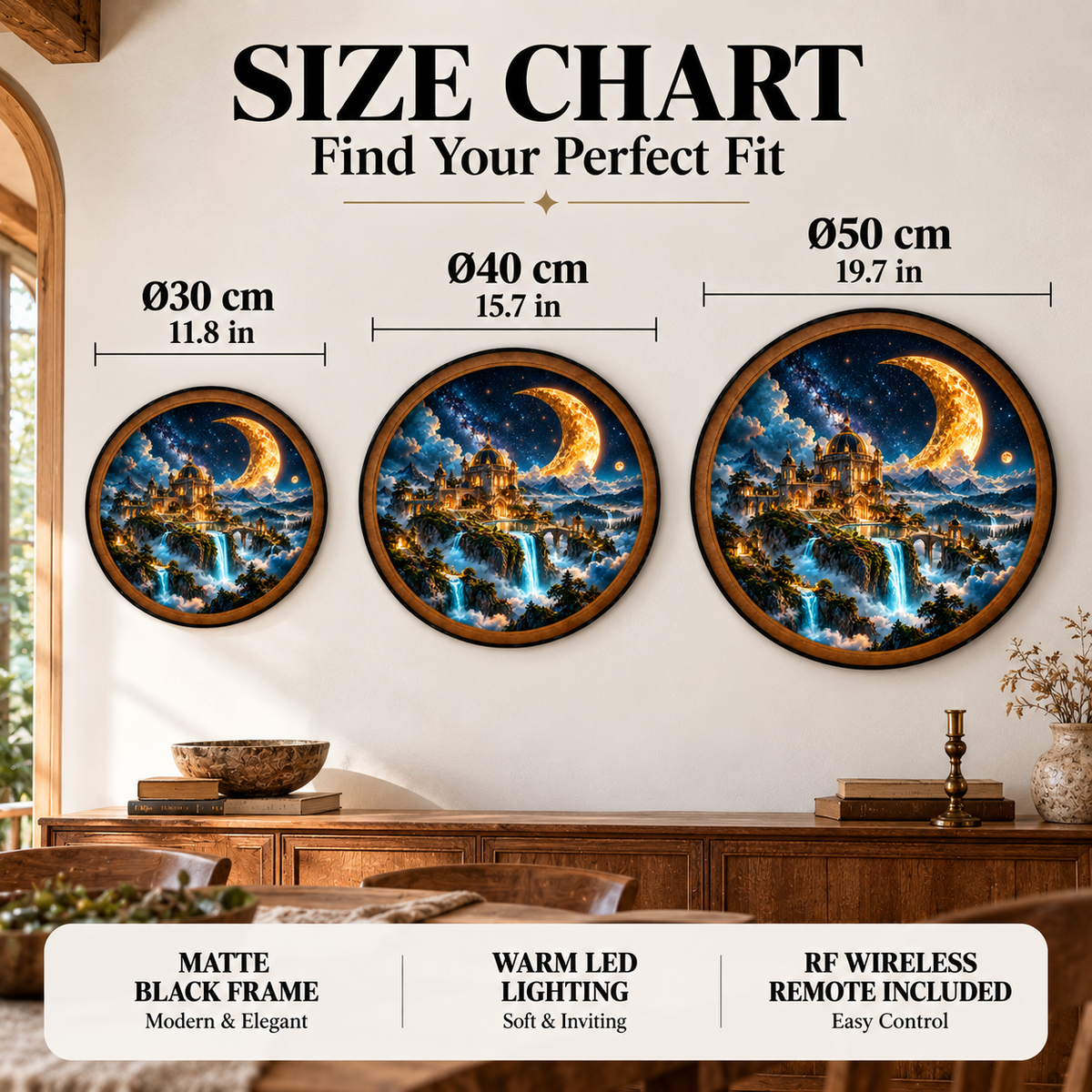 Celestial Moon Palace – Handcrafted LED Wall Art