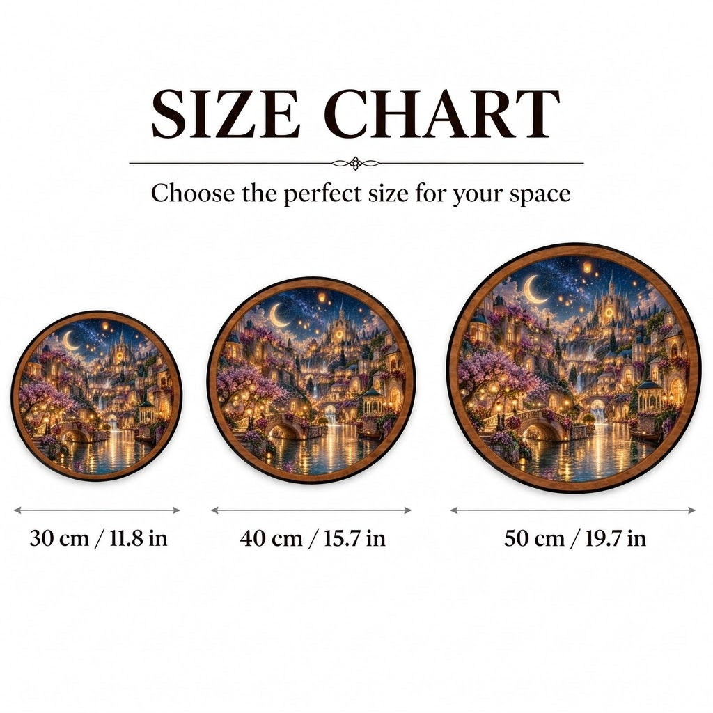 Enchanted Moonlight Kingdom – Handcrafted Round LED Wall Art
