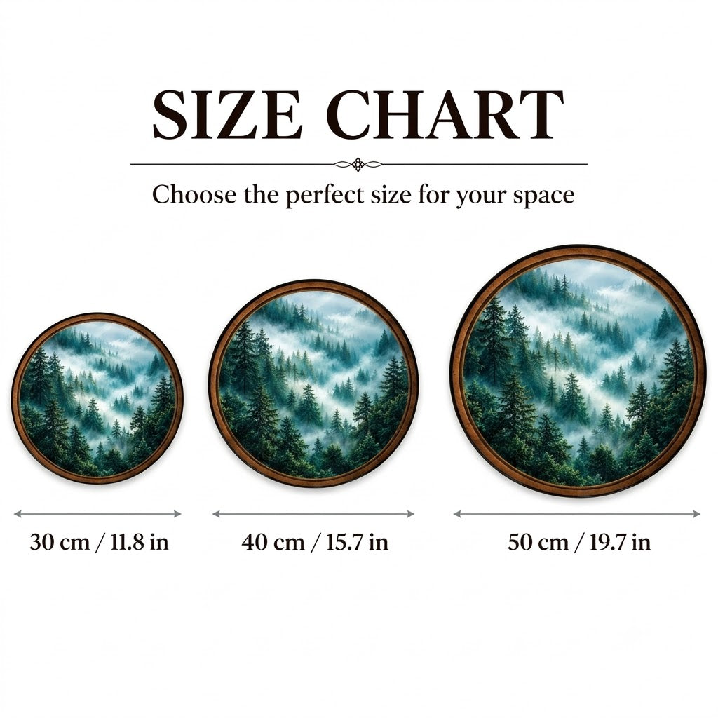 Handcrafted Misty Evergreen Forest LED Wall Art – Foggy Pine Woodland Nature
