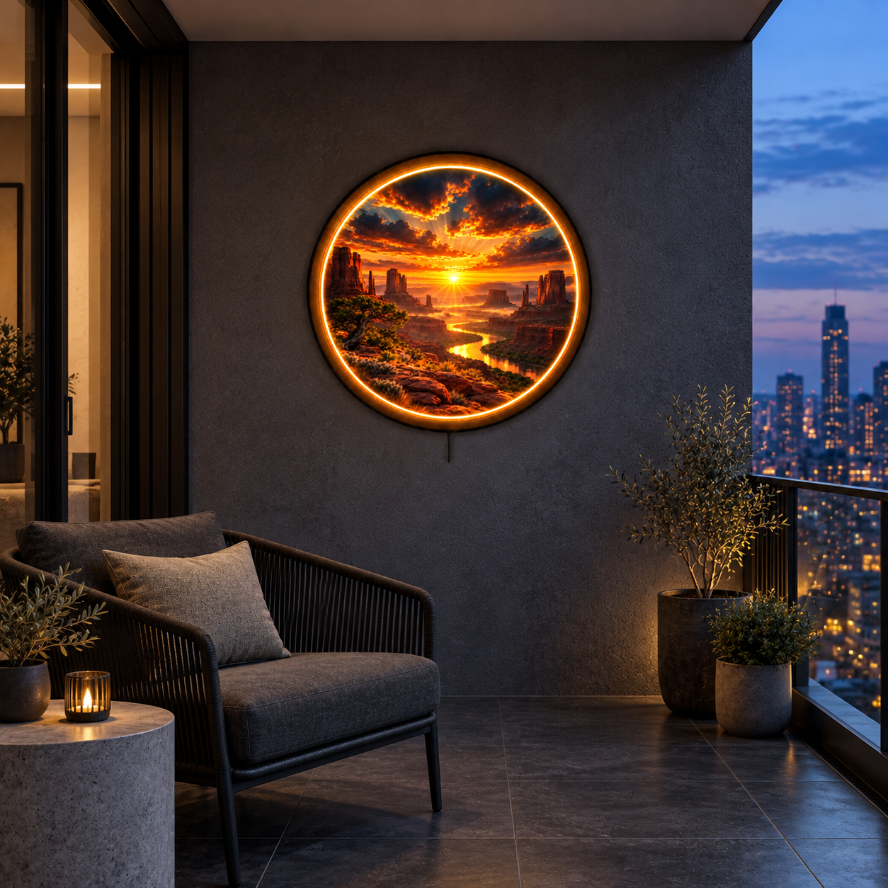 Desert Horizon LED Wall Art – Southwest Canyon Sunset Decor
