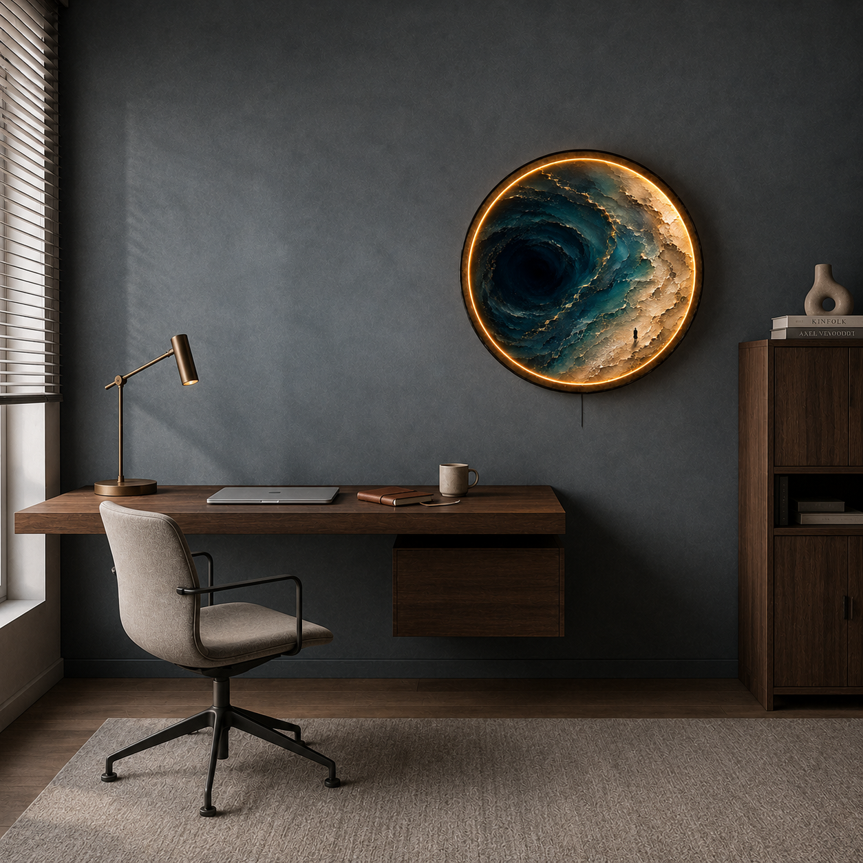 Abyssal Tide LED Wall Art – Abstract Ocean Wave Decor