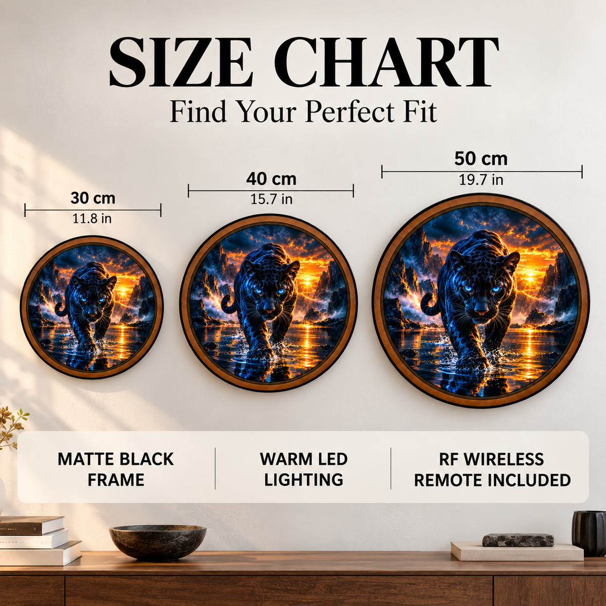 Obsidian King Black Panther – Handcrafted LED Wall Art