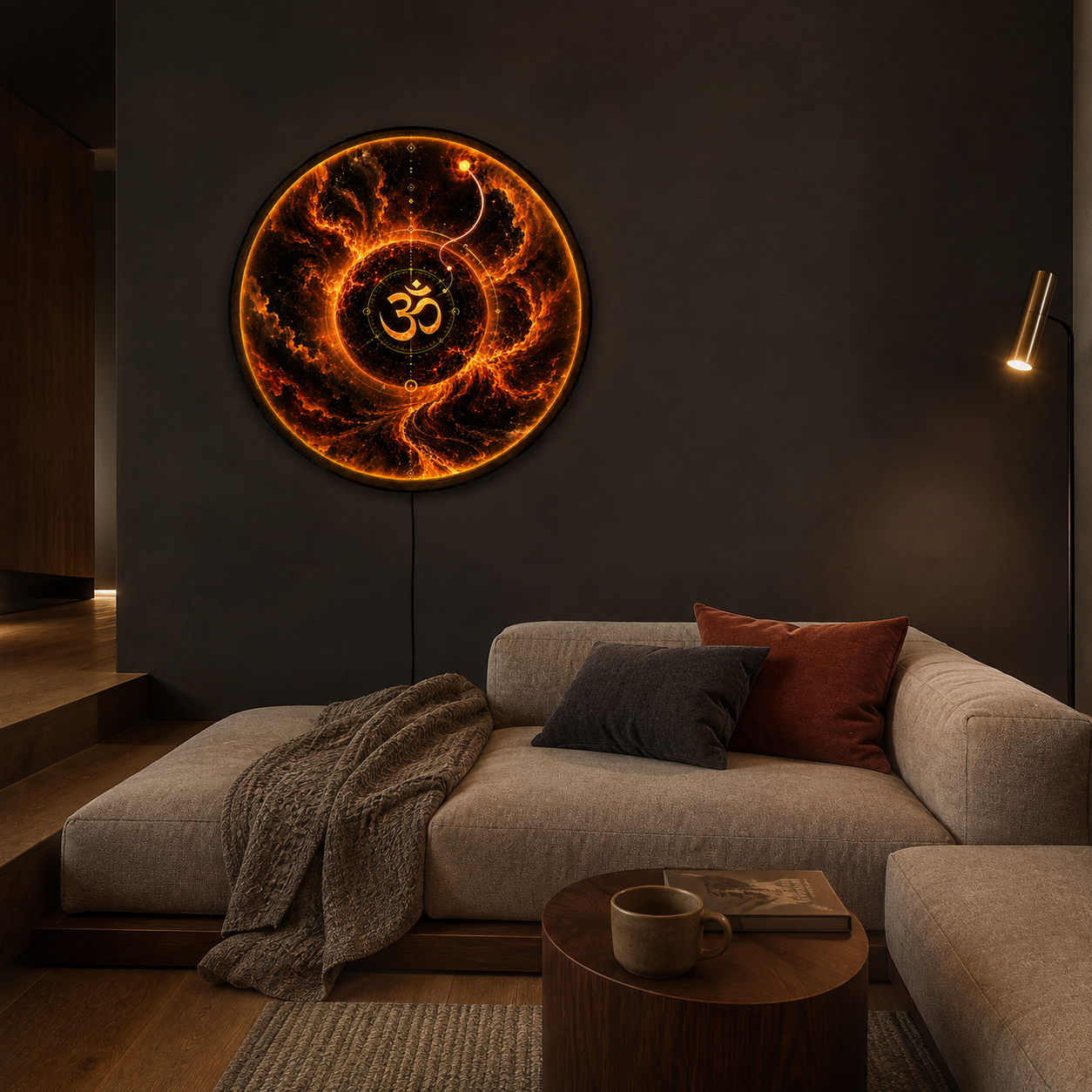 Cosmic Om LED Wall Art – Sacred Energy Meditation Decor