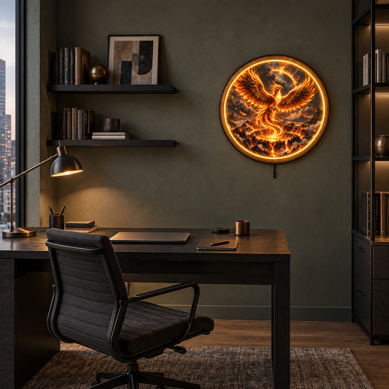 Ember Ascension LED Wall Art – Eternal Flame Fantasy Decor