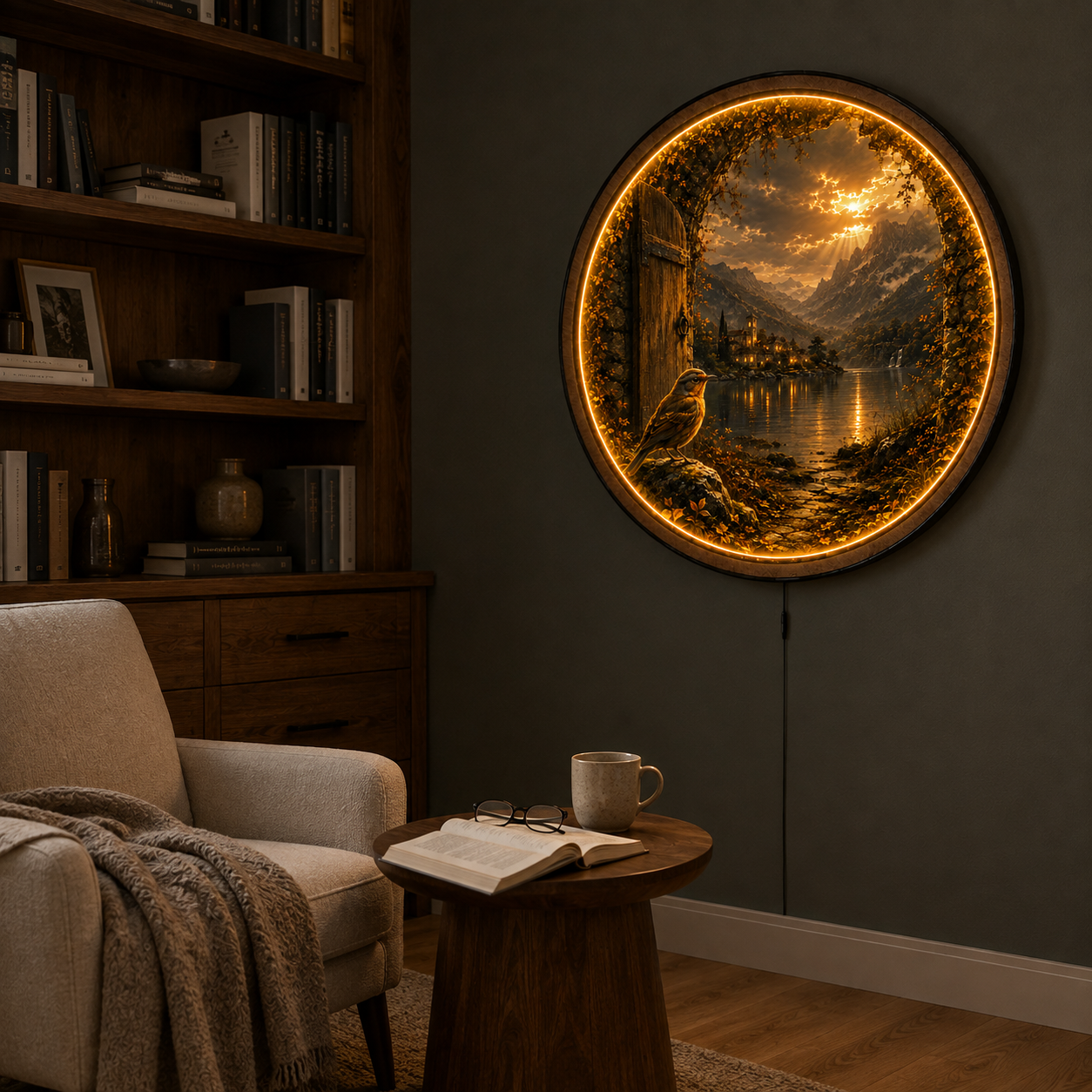 Beyond the Door LED Wall Art – Mountain Lake Nature Decor