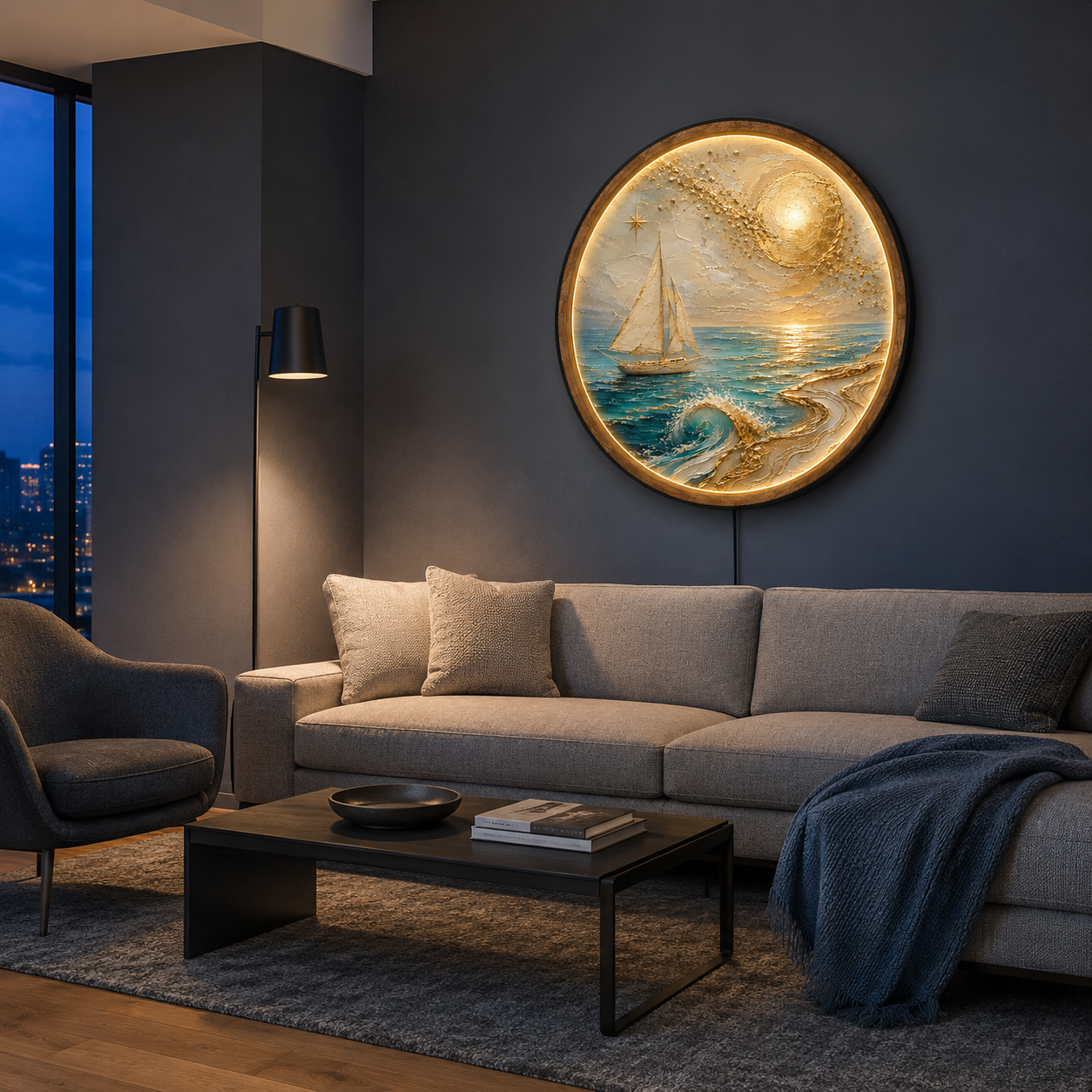 Aurelia Sail LED Wall Art – Coastal Sailboat Ocean Decor