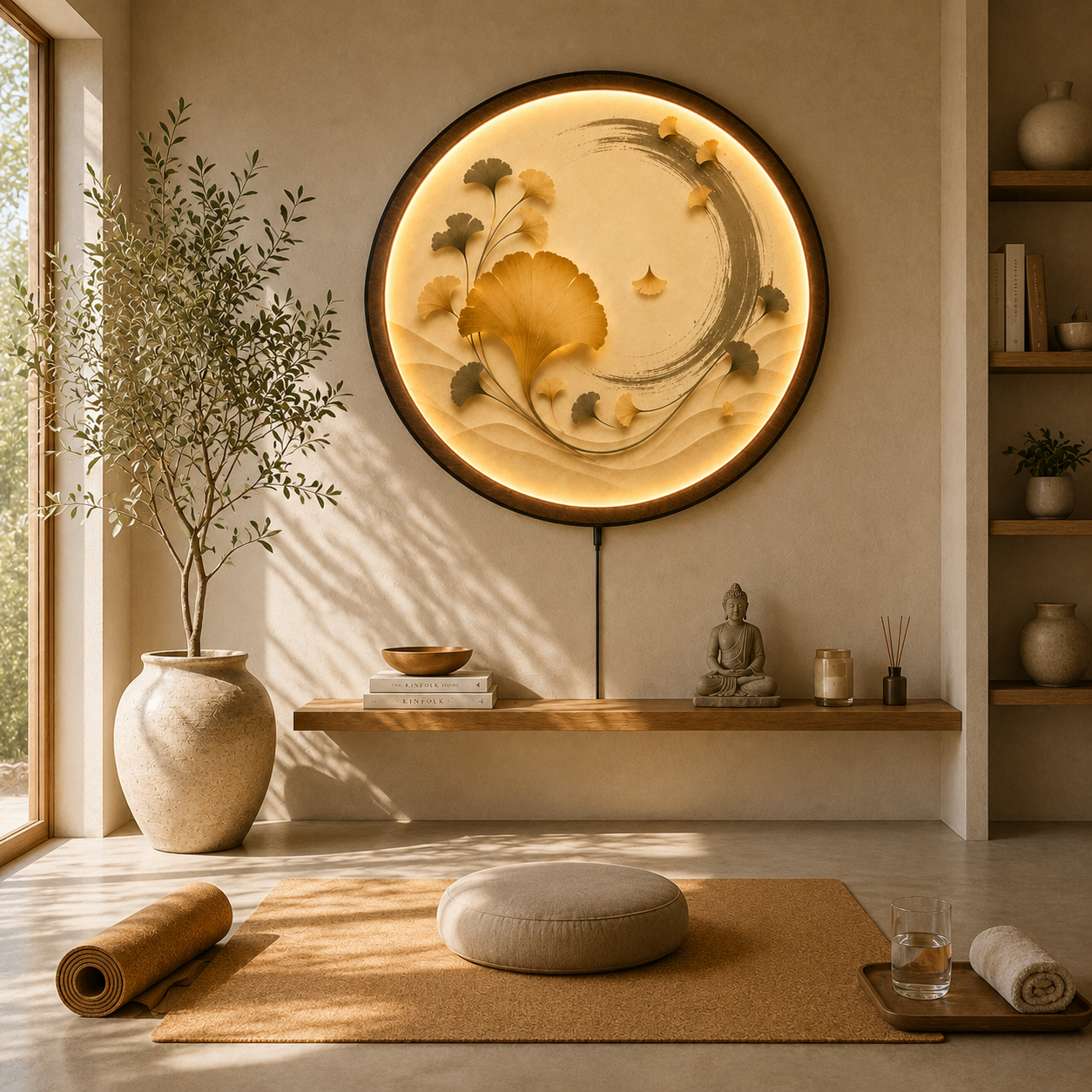 Ginkgo Harmony LED Wall Art – Minimalist Botanical Acrylic Decor