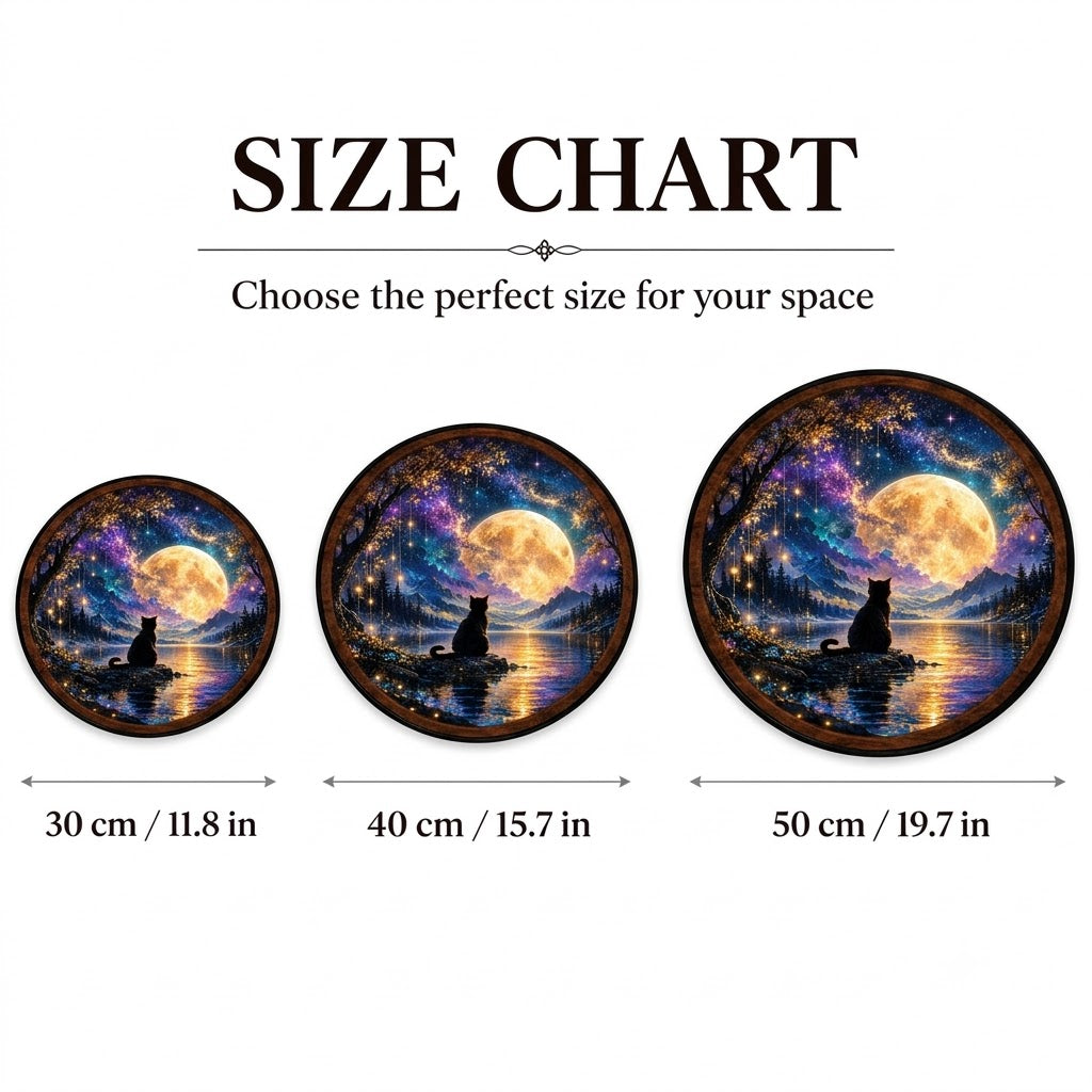 Moonlit Cat – Handcrafted LED Wall Art | Black Cat & Golden Moon