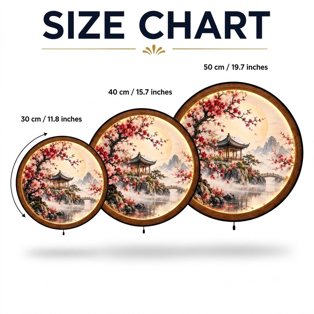 Handcrafted Cherry Blossom Moon LED Wall Art