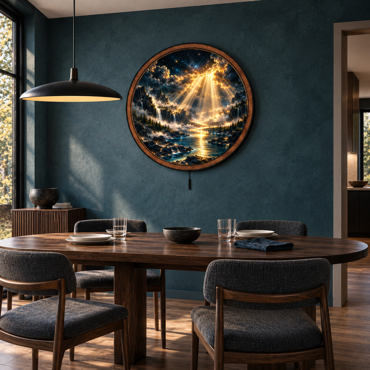 Celestial Breakthrough — Golden Valley LED Wall Art